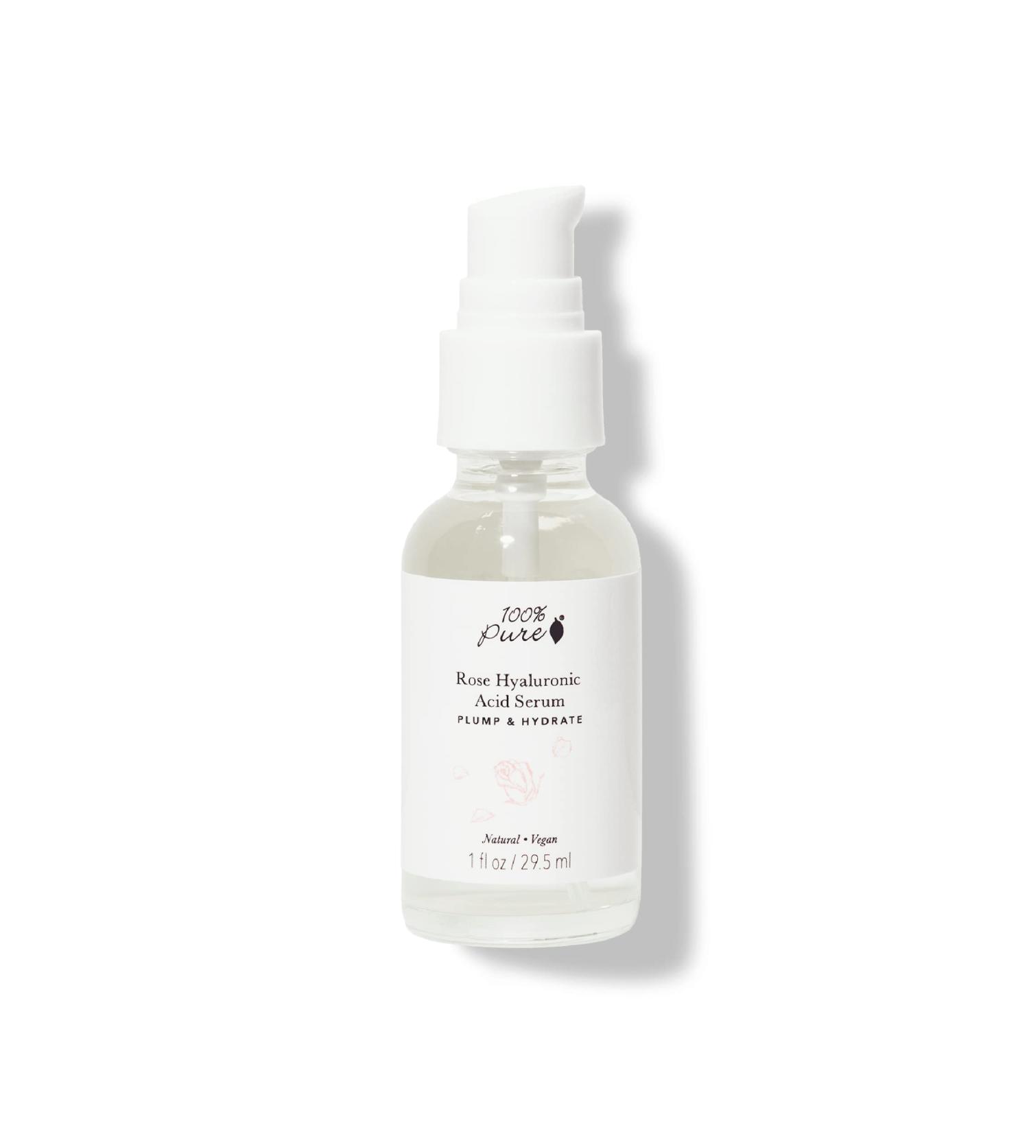 100% Pure Rose Hyaluronic Acid Facial Serum - Deeply Hydrating Natural Care for Dry Skin - Vegan - 1oz - Buy Online on GoSupps.com