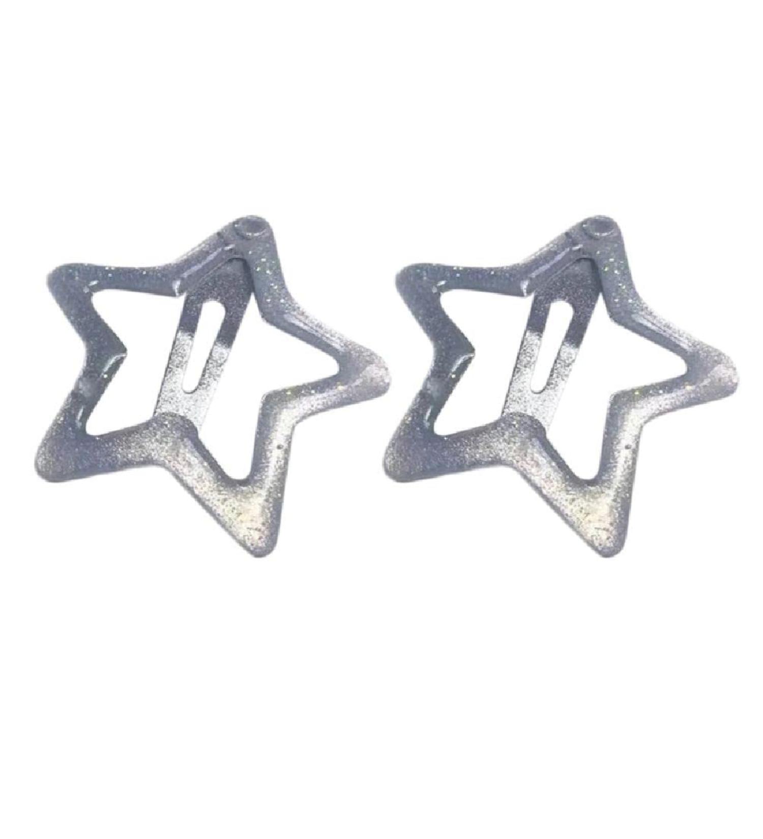 Shining Star Hair Clips Sweet Hollowed Star Snap Hair Clips Hair Clamps Barrettes for Girls Women Cute Headpieces Silver Five Pointed - Buy Online on GoSupps.com