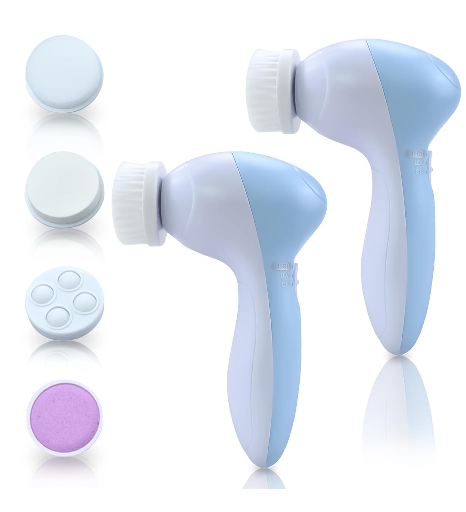 2 Pieces Electric Facial Cleansing Brush: IPX7 Waterproof Face Brush with 4 Brush Heads 360 Deep Cleansing Face Cleansing for Pores Exfoliating and Blackhead Cleansing Blue - Buy Online on GoSupps.com