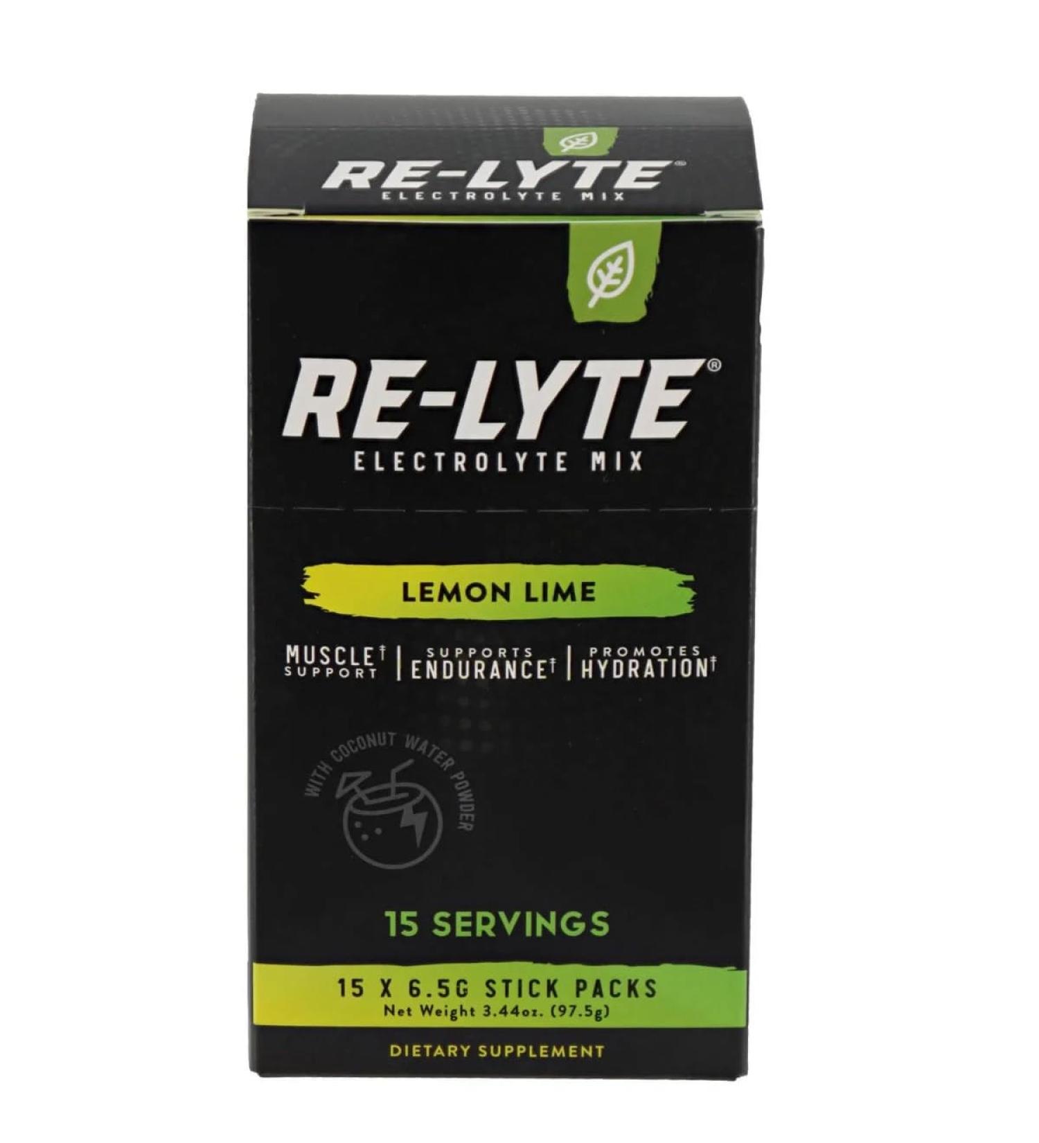 RELYTE Re-Lyte Electrolyte Drink Mix Lemon Lime 15 Servings Packets 3.44 oz. - Buy Online on GoSupps.com