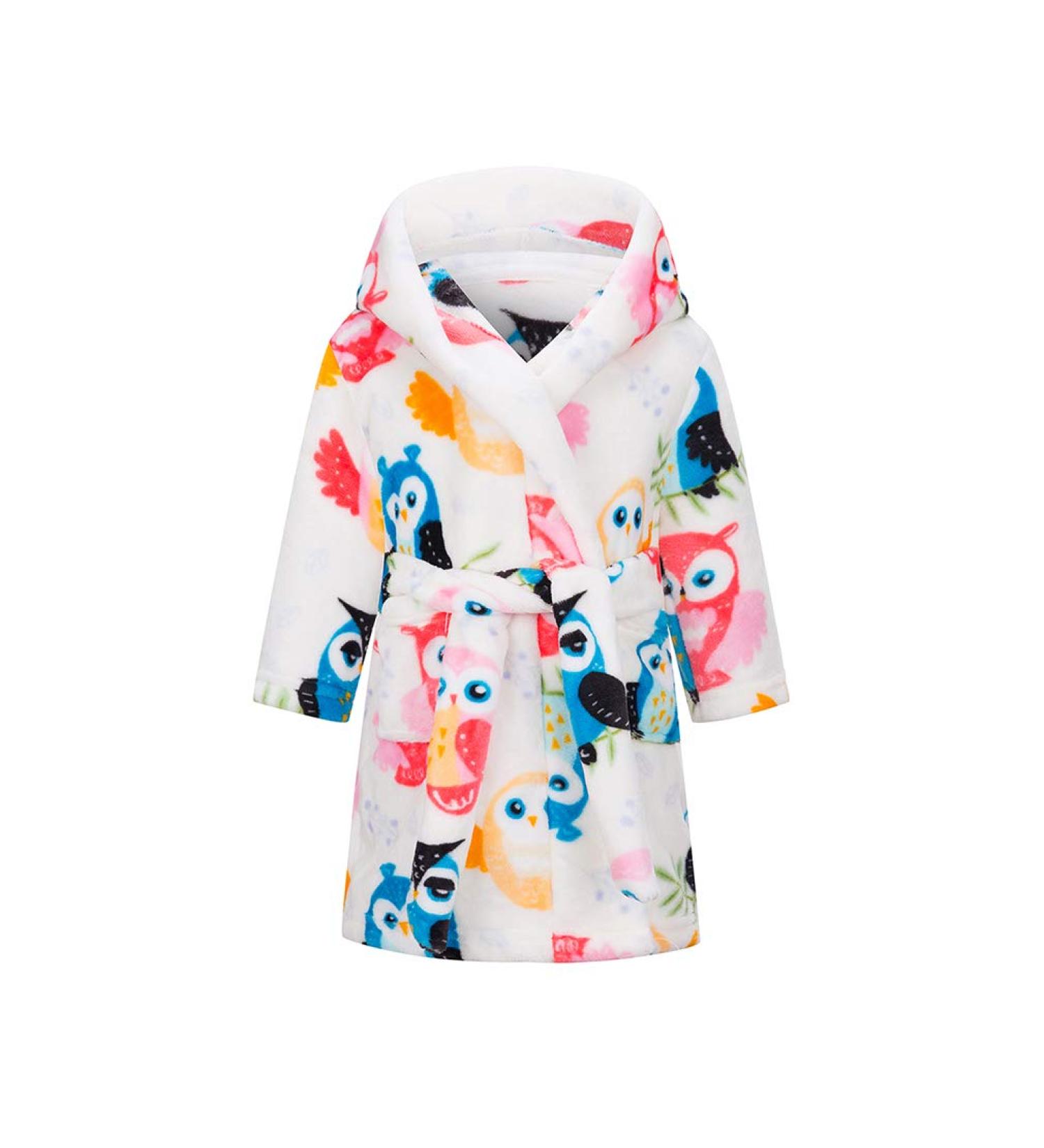 XINNE Boys Girls Soft Bathrobe - Cute Owl Pattern Flannel Hoodie Sleepwear for Toddlers & Babies - Cozy Pajamas for Kids - Buy Online on GoSupps.com
