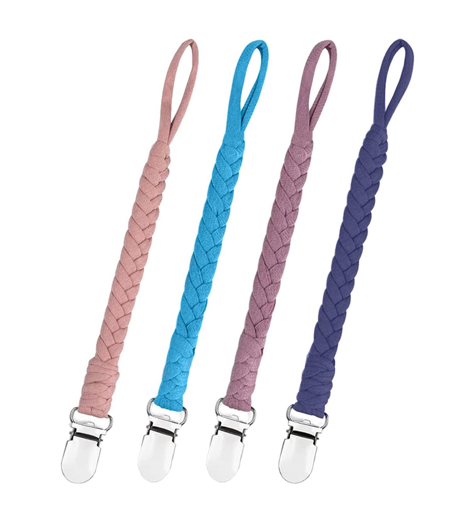 Pacifier Chain Baby Boy 4 Pack - BPA-Free Holder Leash Set for All Pacifiers & Teething Toys - Perfect Baby Shower Gift - Buy Online on GoSupps.com