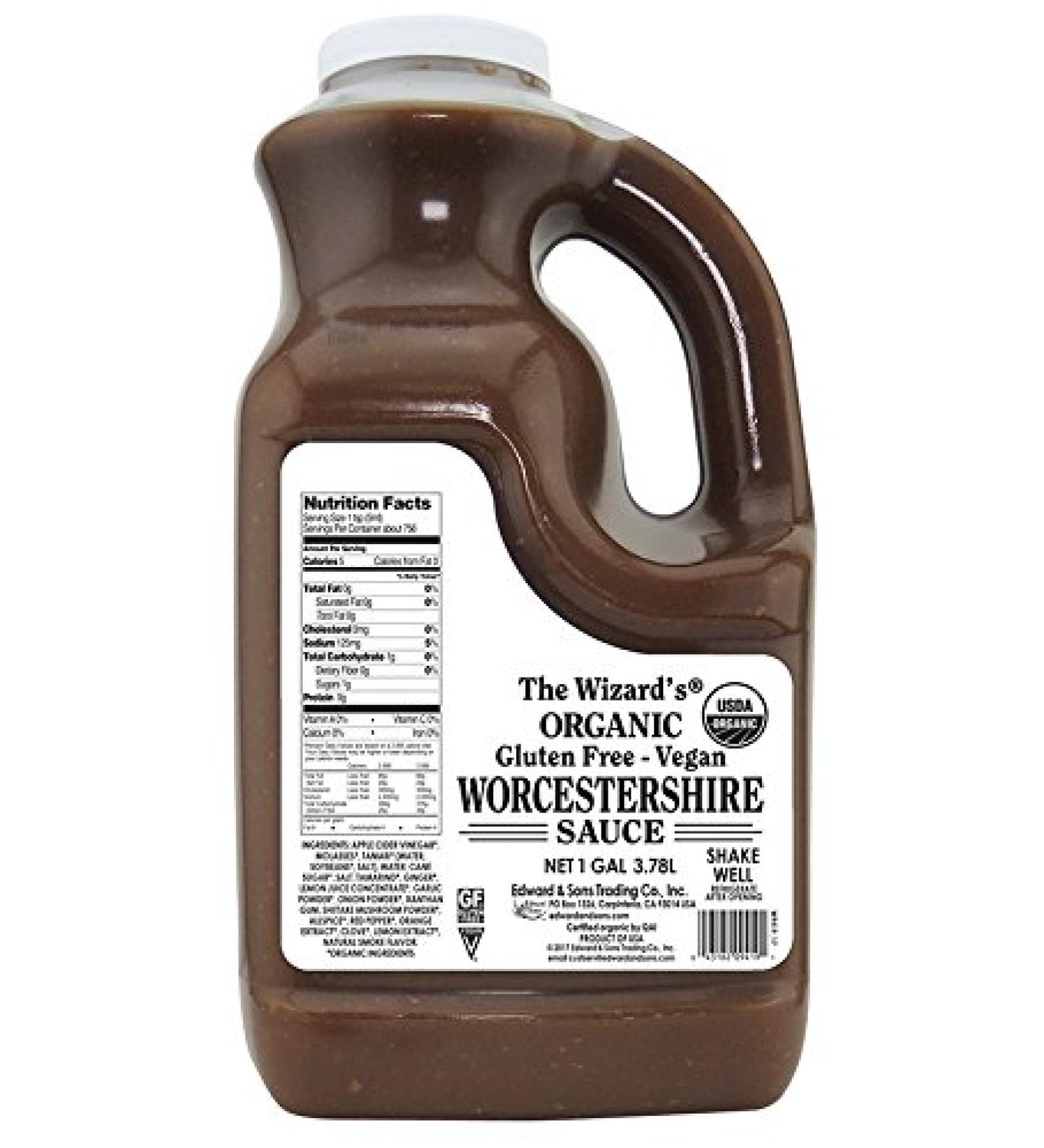 Wizards Sauces Organic Gluten Free Vegan Worcestershire Sauce - 128oz Bottle | Food Service Size - Buy Online on GoSupps.com