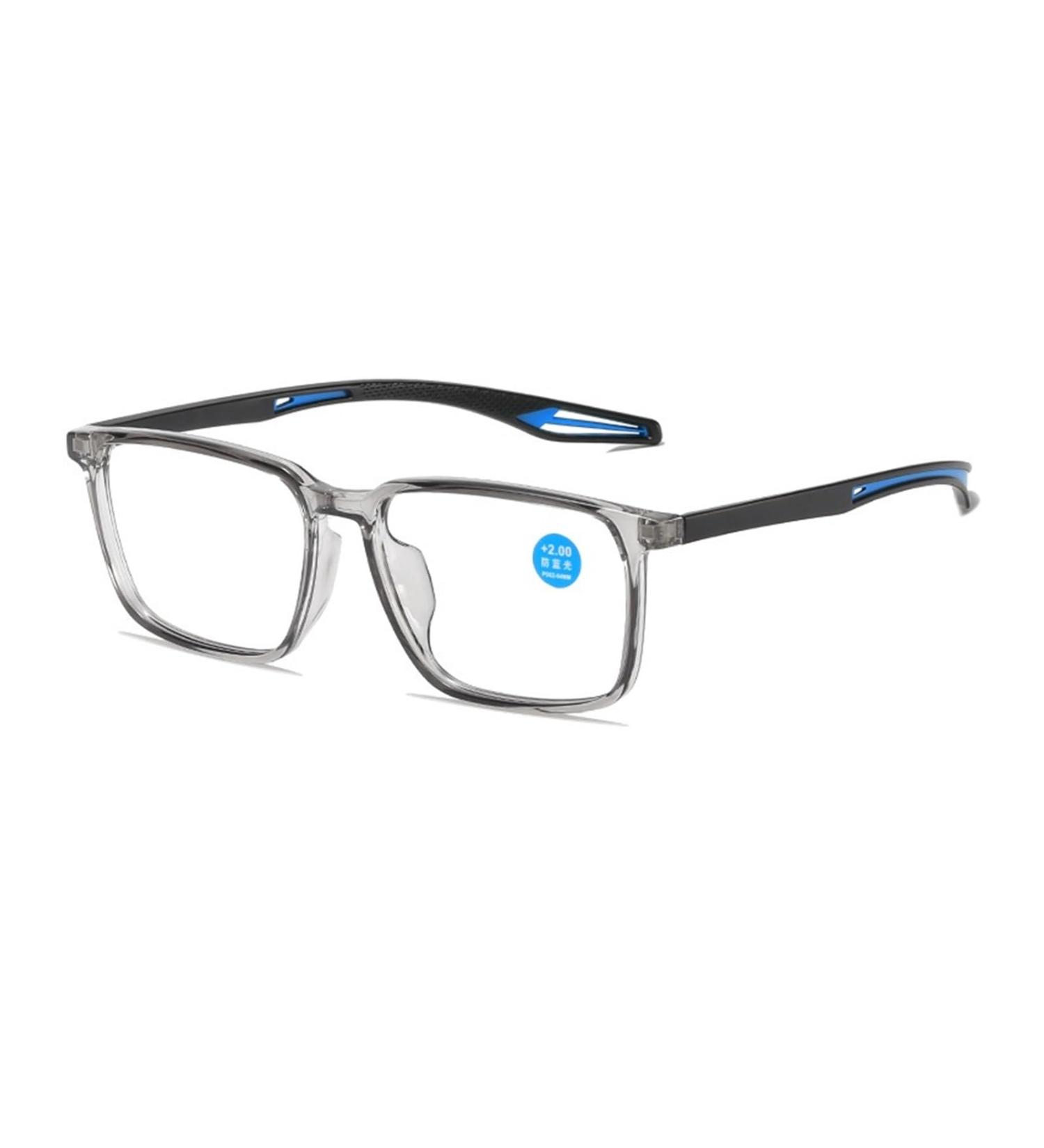 High-Resolution Anti-Blue Light Glasses for Men | Ultra-Light TR90 Reading Glasses | Comfortable Slip-Resistant Design | Perfect for Middle-Aged & Older Adults - Transparent Gray Frame - Buy Online on GoSupps.com