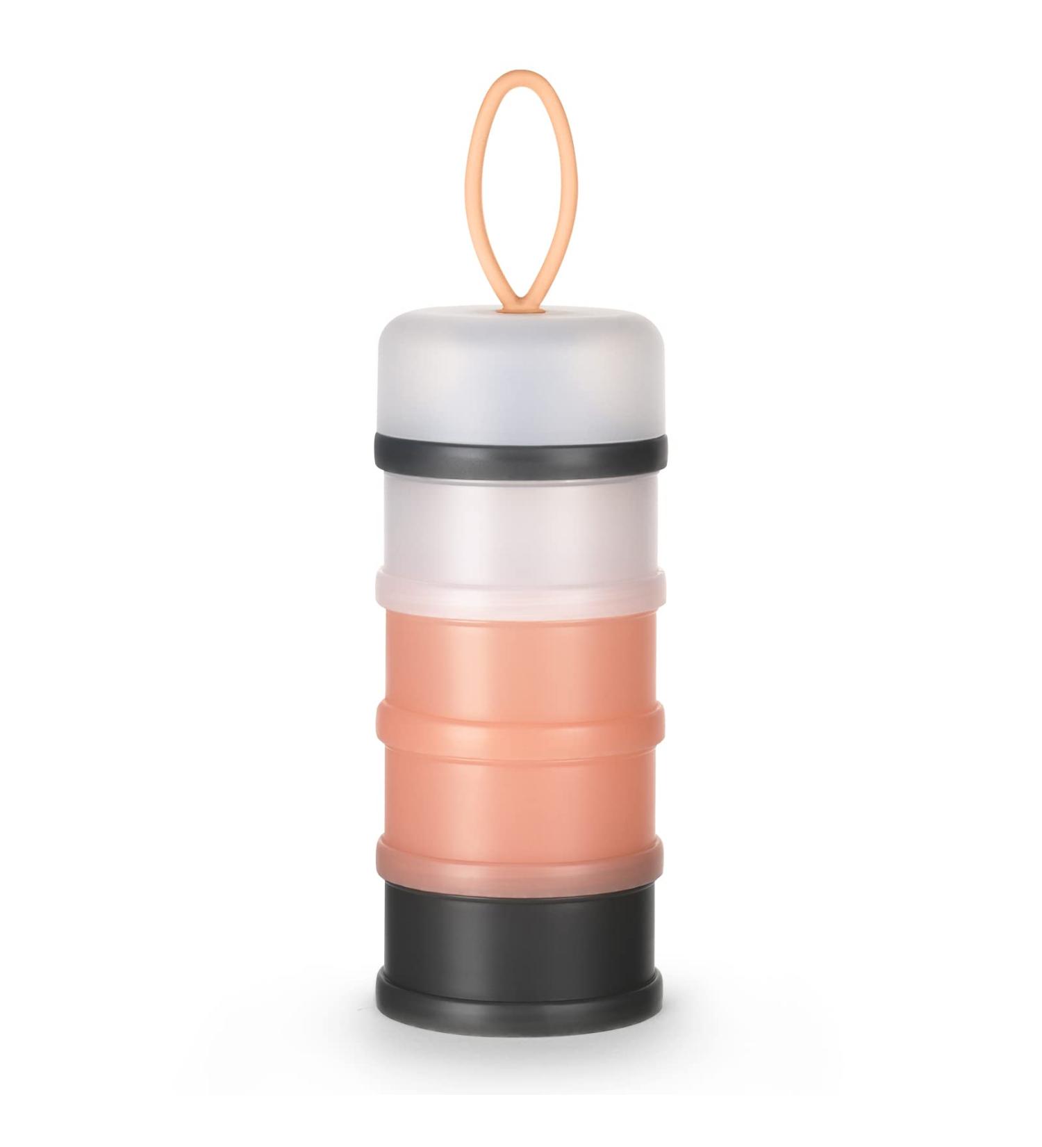 Vicloon Baby Milk Powder Dispenser 4-Layer Portable Storage Container - Gray & Pink | Stackable Pots for Kids Snacks, 120ml per Layer - Buy Online on GoSupps.com