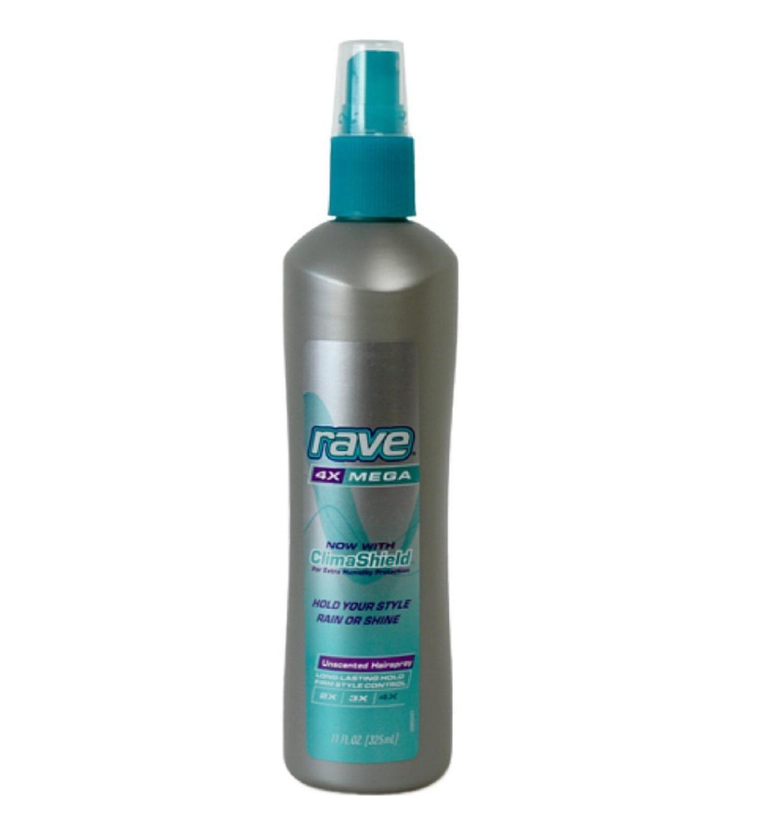 Rave 4X Mega Hairspray with Clima Shield Unscented 11 oz