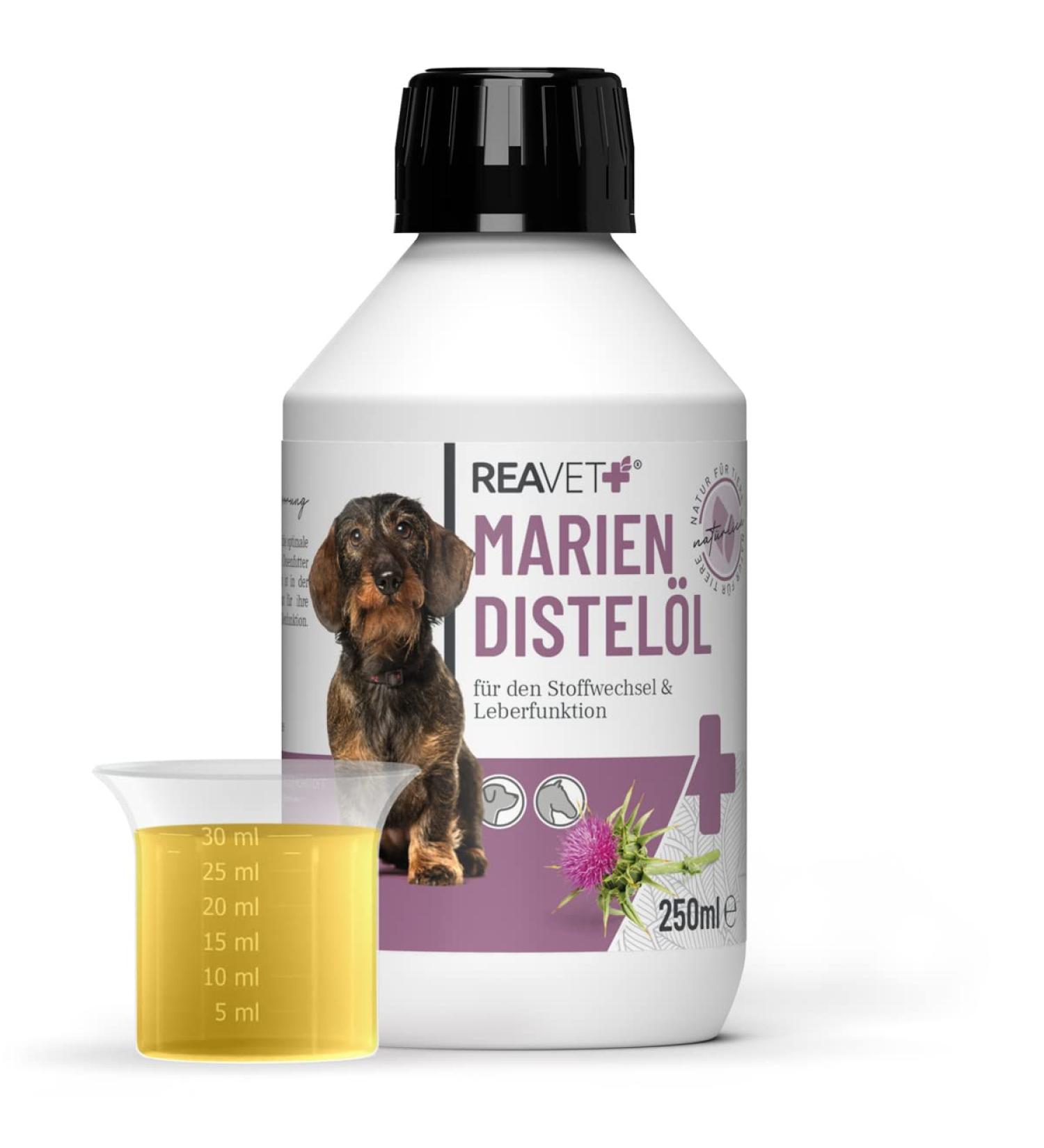 Reavet Mary Thistle Oil for Dogs & Horses 250ml | Natural Food Grade BARF Supplement Rich in Vitamin E & Omega-6 - Buy Online on GoSupps.com