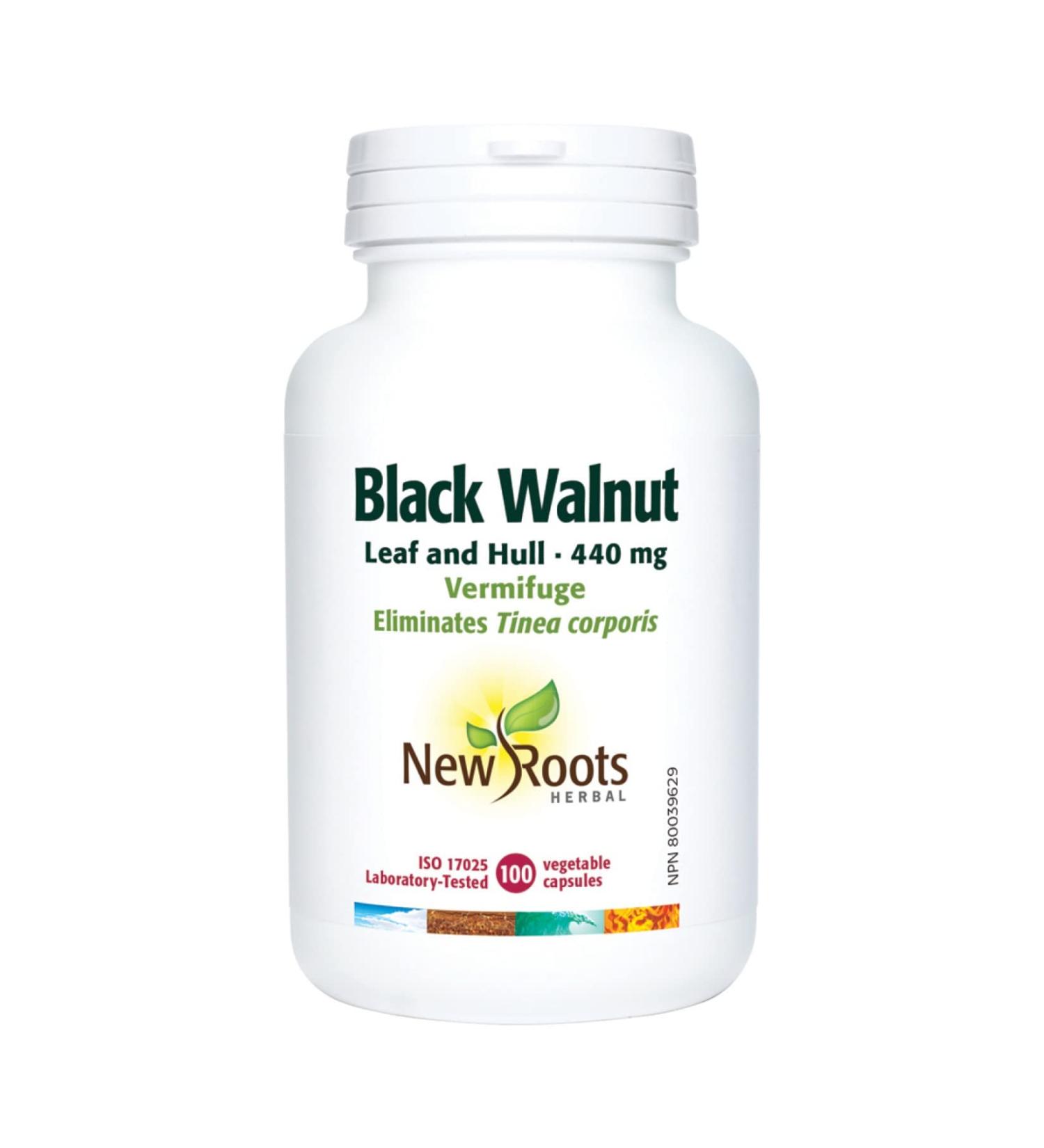 New Roots Herbal - Black Walnut Leaf and Hull - 100 capsules - 440 mg per Capsule 100 count (Pack of 1) Leaf and Hull - 440 mg - Buy Online on GoSupps.com
