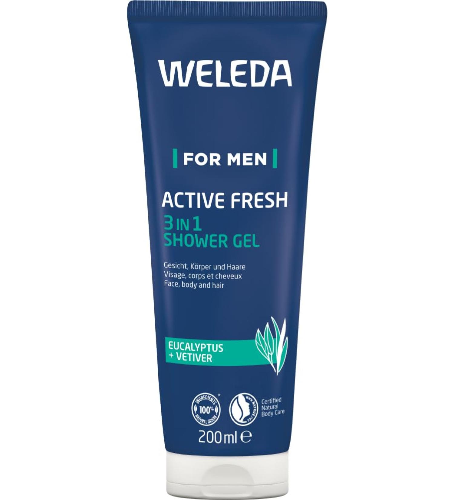 Weleda AG WELEDA For Men Active Fresh 3in1 douchegel 6 x 200 ml 12 l 1er Pack