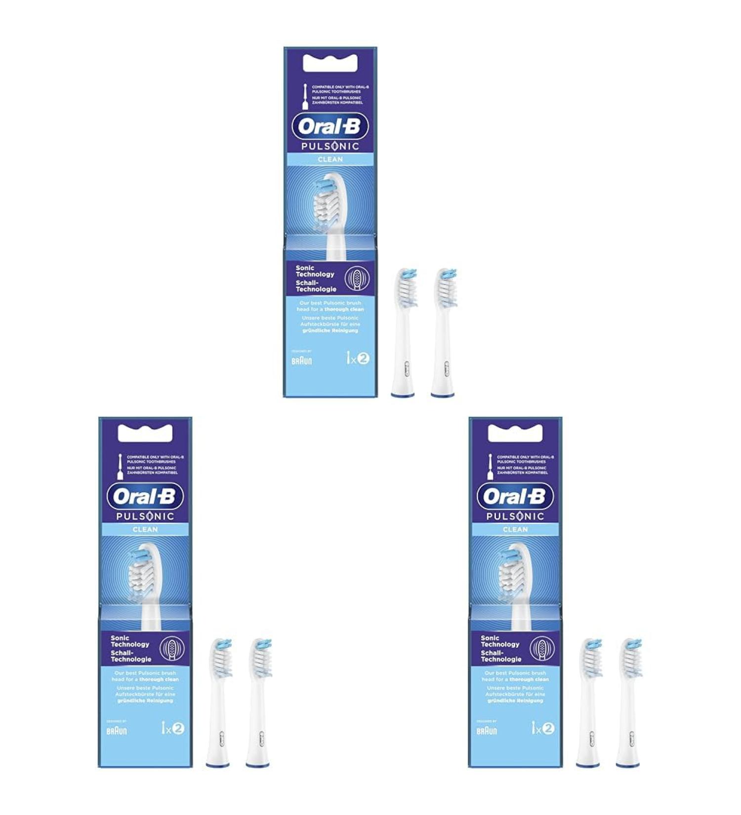 Oral-B Pulsonic Clean Brush Heads - 2 Pack (3 Pack Option) | Compatible with Oral-B Sonic Toothbrushes | International Shipping Available - Buy Online on GoSupps.com