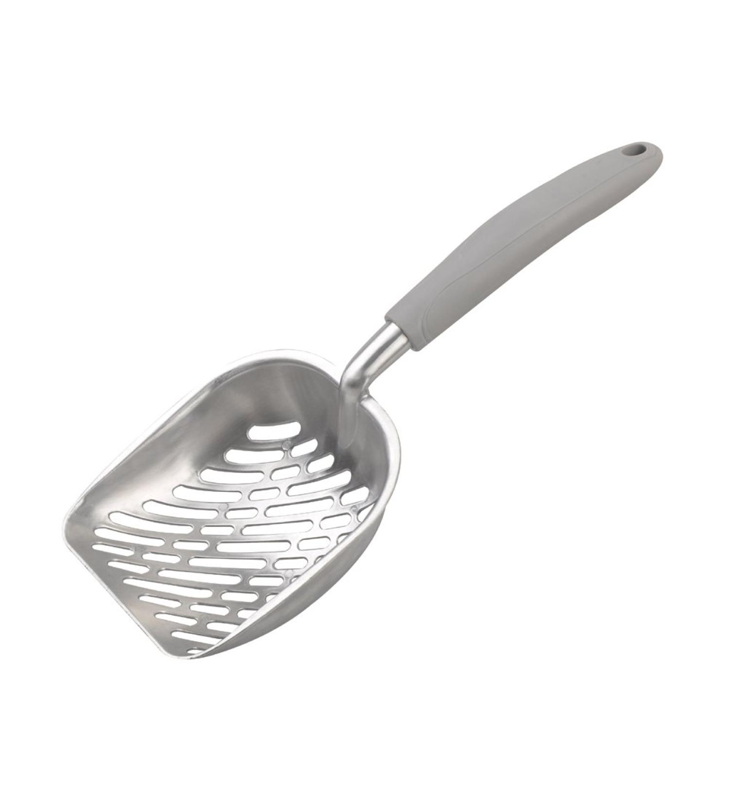 Large Metal Cat Litter Box Scoop Stainless Aluminum Alloys 13.8"*5.5"*1.8" (Gray Handle) - Buy Online on GoSupps.com