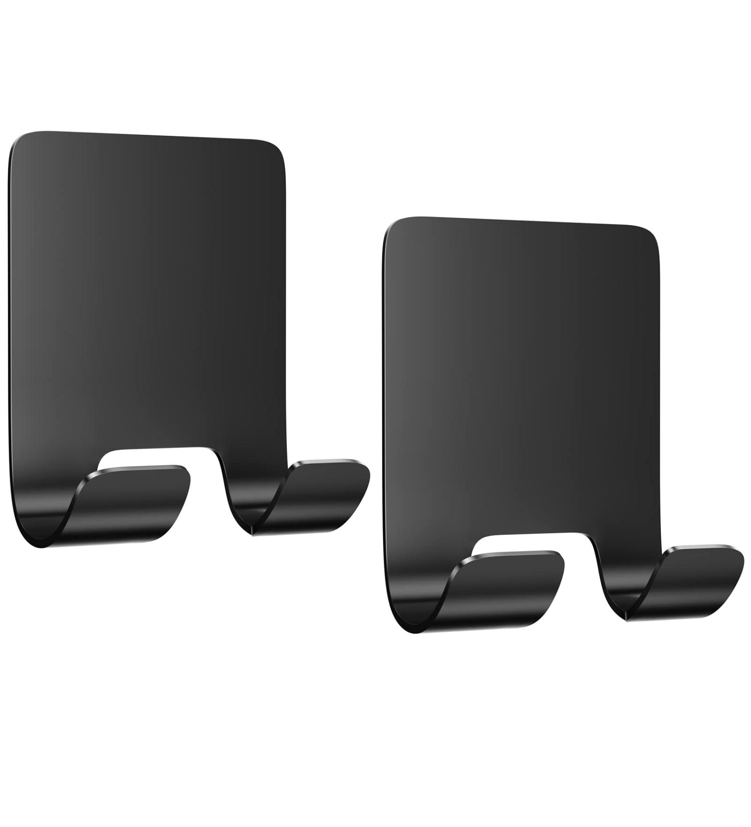 Boxing Razor Bracket Shower Hook Set - 2 Pieces Self-Adhesive Stainless Steel Multi-Purpose Towel Holder for Bathroom Bedroom & Kitchen - No Drilling Black - Buy Online on GoSupps.com