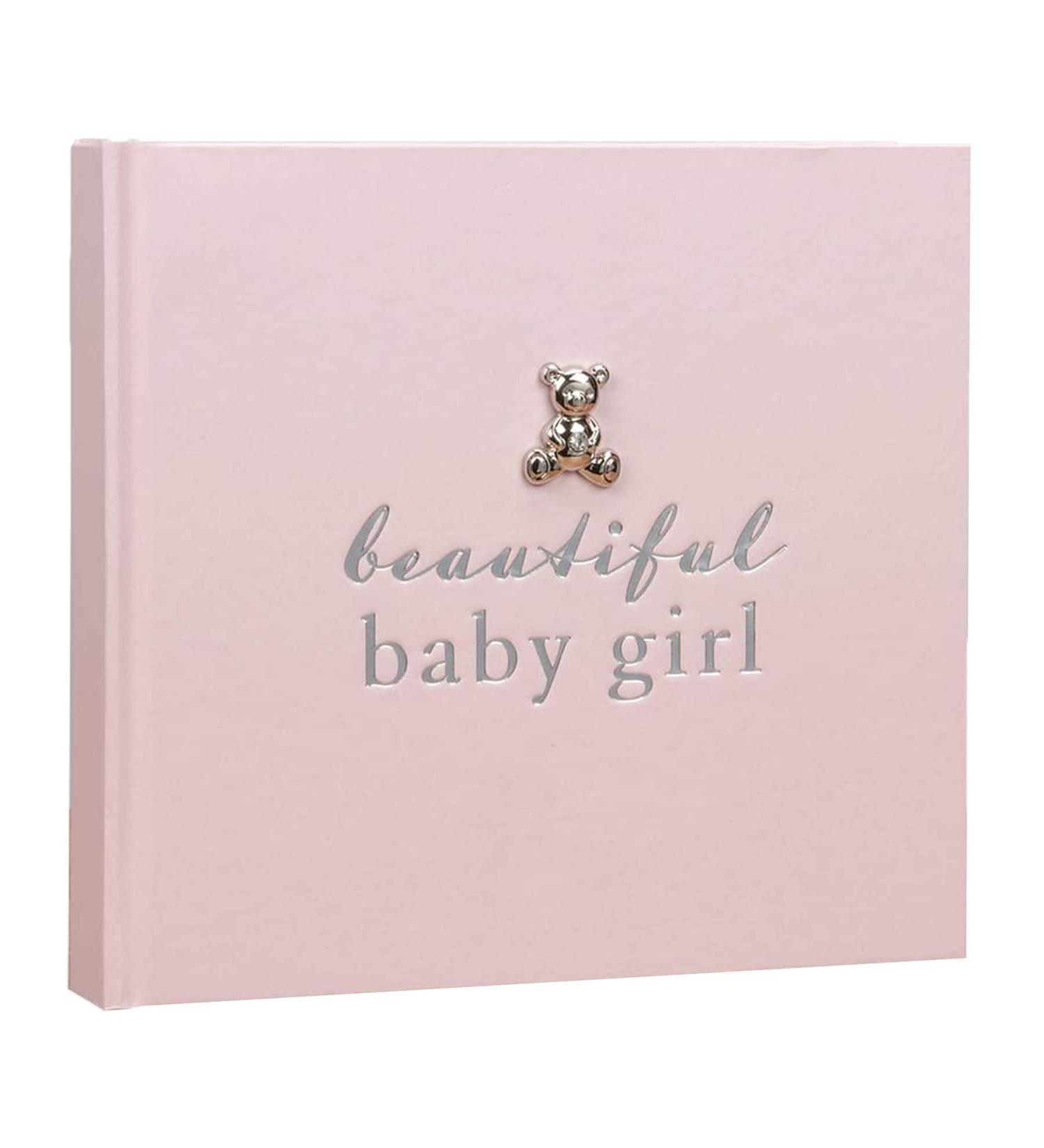 Widdop New Baby 50 6x4 Photo Album with Silver Teddy Attachment - Baby Girl Gift - Buy Online on GoSupps.com