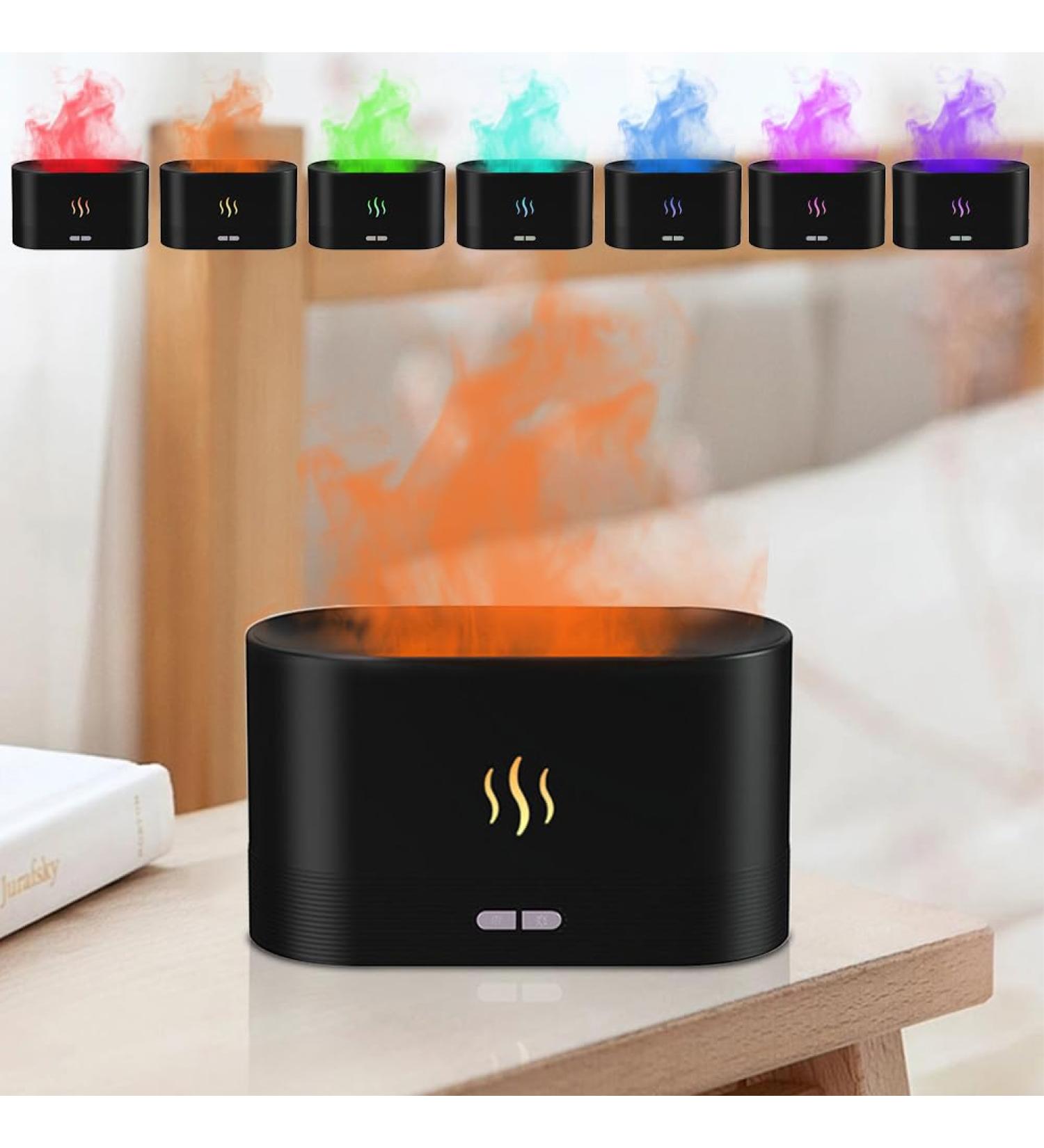 Dasiautoem Flame Aroma Diffuser - 180ml Humidifier with Flame Effect 7 Color LED Aromatherapy for Home Office Spa & Yoga - Buy Online on GoSupps.com