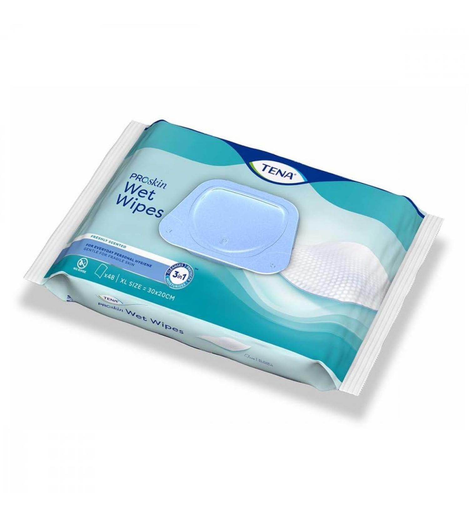 Tena Wet Wipe 3-in-1 - 48 ST | Buy Online Internationally | Gentle & Effective Hygiene Wipes - Buy Online on GoSupps.com