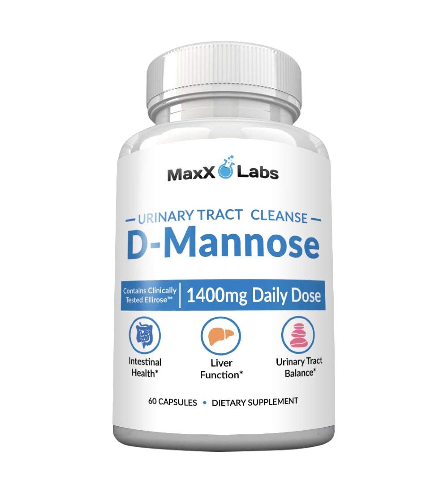 Fast Acting 1400mg D-Mannose Capsules with Cranberry Extract for UTI Relief - Gluten-Free & Non-GMO - Buy Online on GoSupps.com