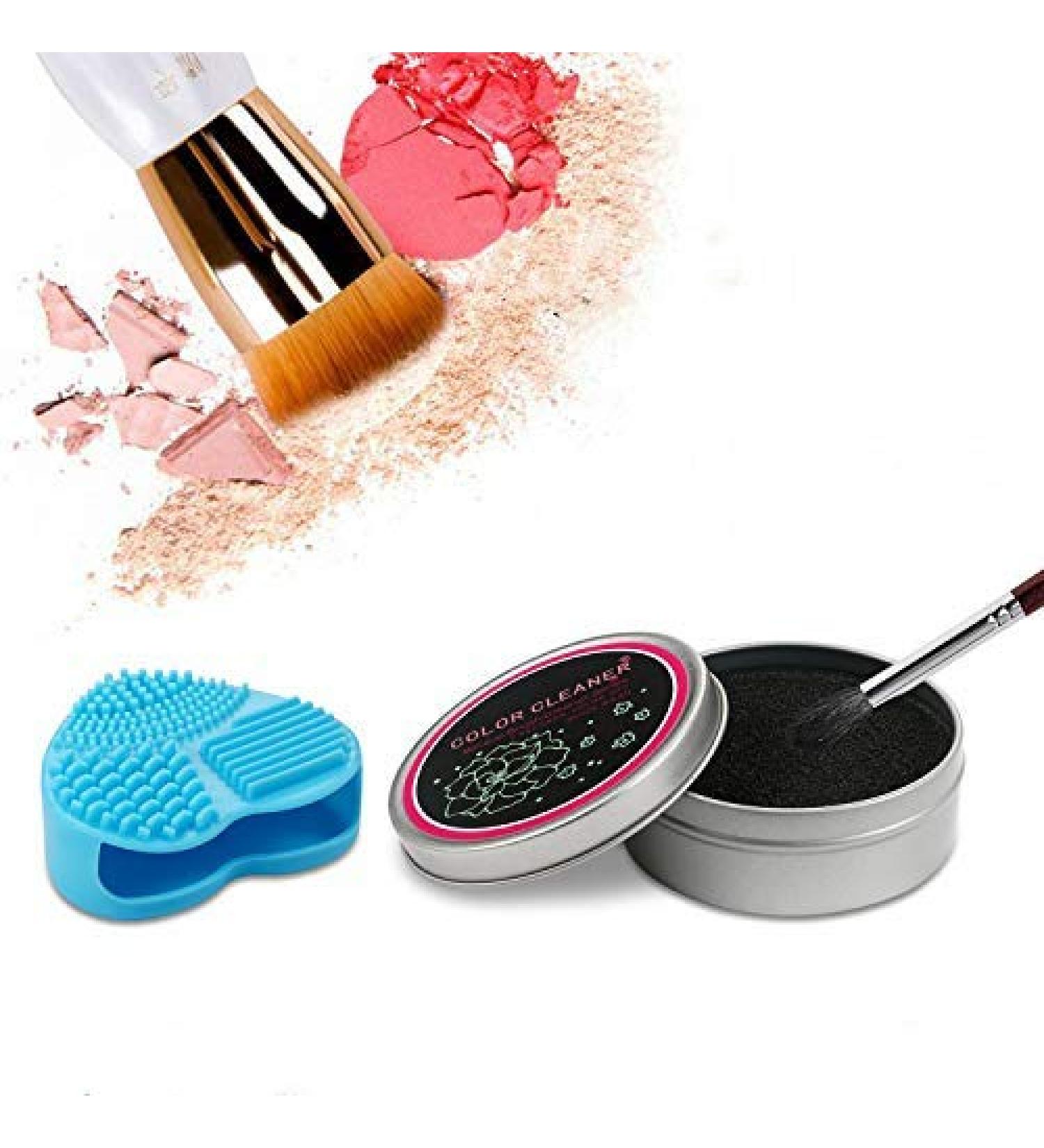 Vtrem Heart Shaped Makeup Brush Cleaner Pad & Sponge Dual Use Silicone Tool for Easy Brush Cleaning (Blue - Buy Online on GoSupps.com