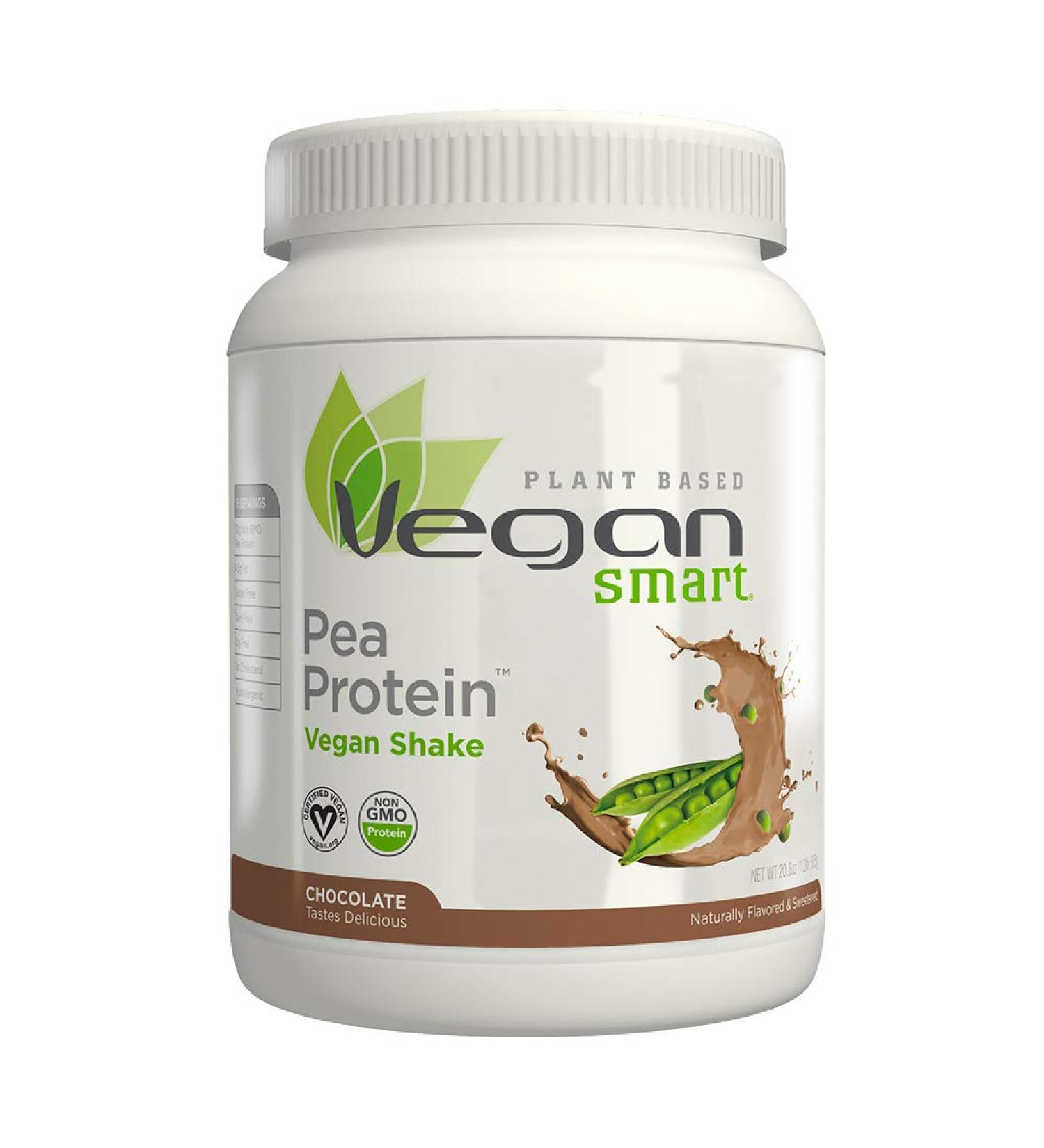 VeganSmart Pea Protein Vegan Shake - Chocolate Flavor (20.6 oz | 585 g) - Plant-Based Nutrition - Buy Online on GoSupps.com