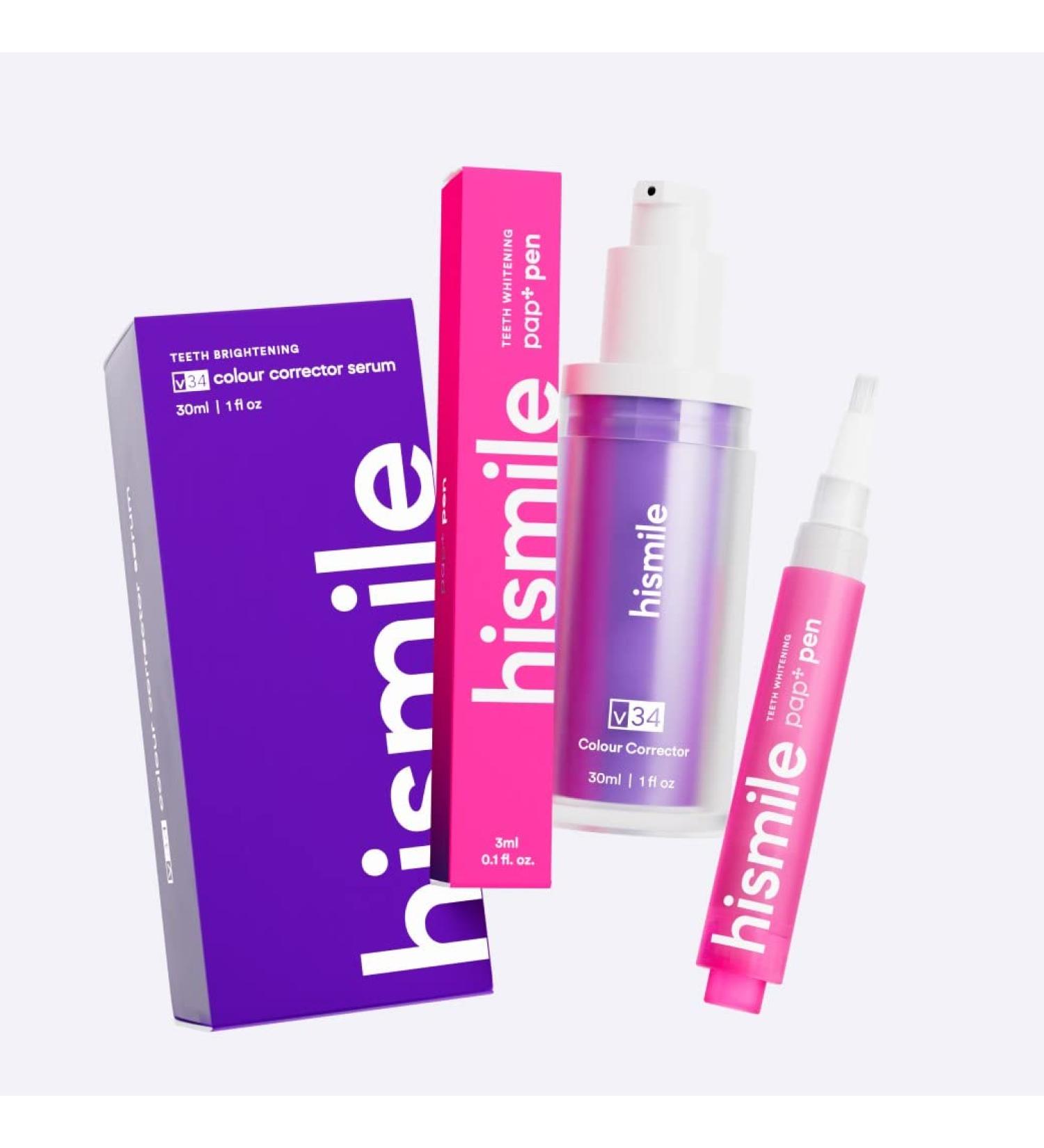 Hismile Fast Whitening Bundle: V34 Colour Corrector + Pap+ Teeth Whitening Pen | Purple Teeth Whitening Kit - Buy Online on GoSupps.com