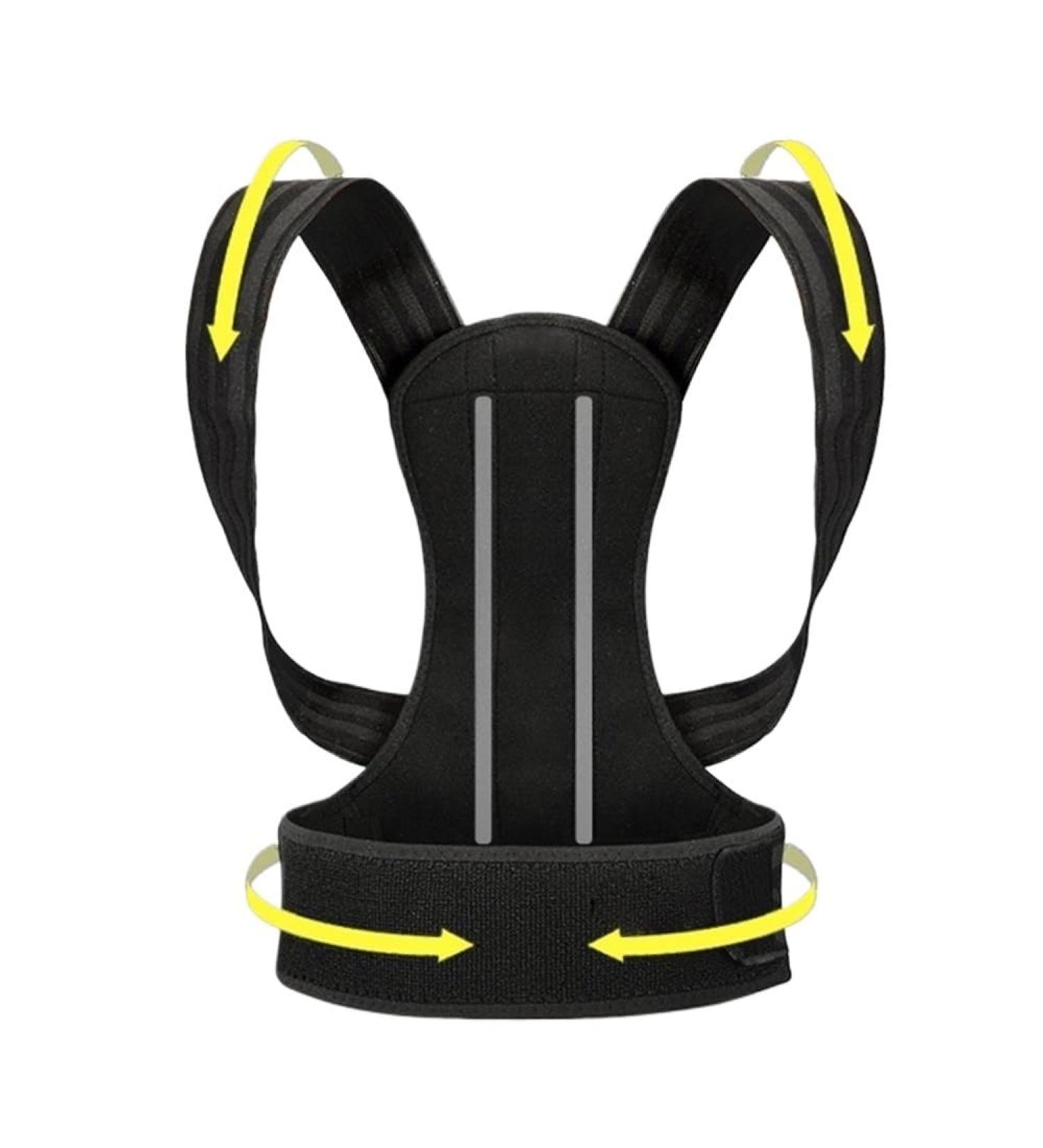 Breathable Adjustable Posture Corrector for Men & Women | Back Brace & Spinal Support | Relief for Upper & Lower Back Pain | Black Large - Buy Online on GoSupps.com