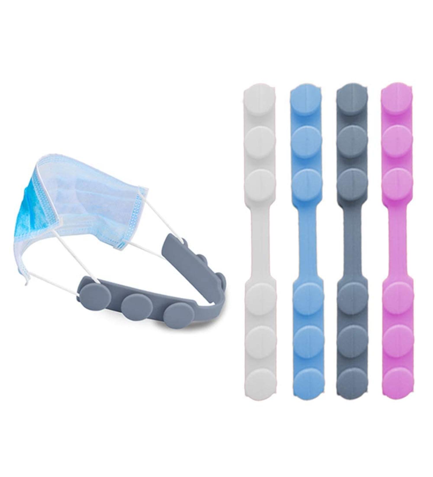 4 PCS Extended Silicone Anti-Tightening Mask Straps - Adjustable Comfort Grips Extension Buckle Holder - Prevent Ear Pain - 4 Colors - Buy Online on GoSupps.com
