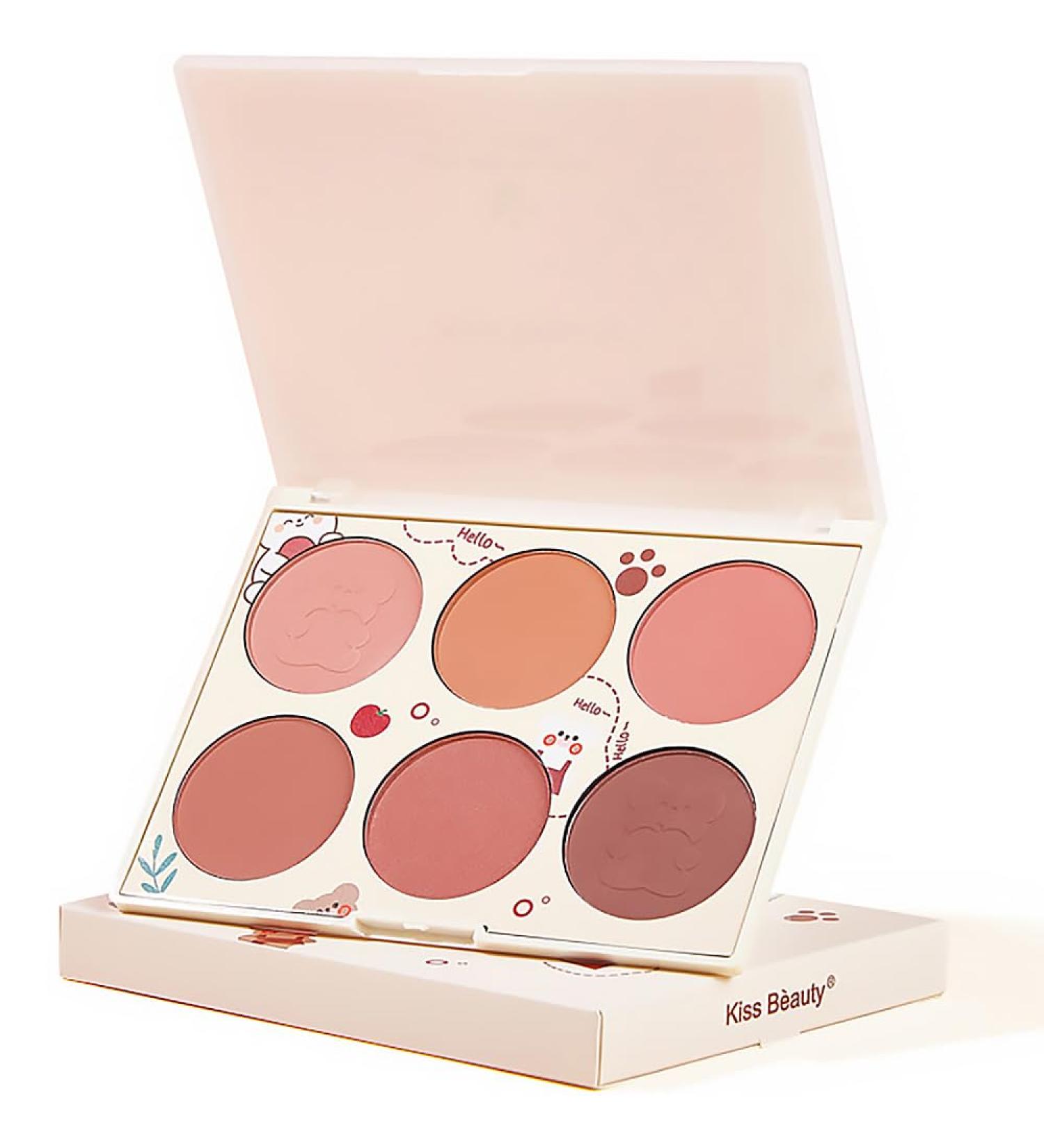 Matte Finish Blush Makeup for Cheeks Smooth Powder Face Blush Blendable Long-Lasting All day 6 Colors Blushing Pigmented and Lightweight Blush Palette - Buy Online on GoSupps.com