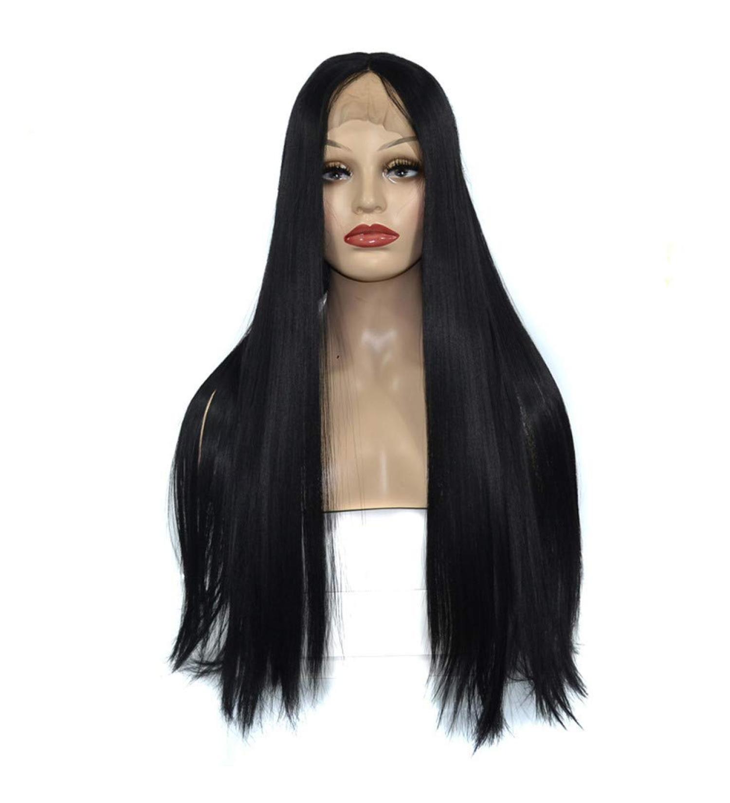 Buy Ladies Long Black Wig - Straight & Curly Brazilian Party Hair for 50s-80s Styles - International Shipping Available - Buy Online on GoSupps.com