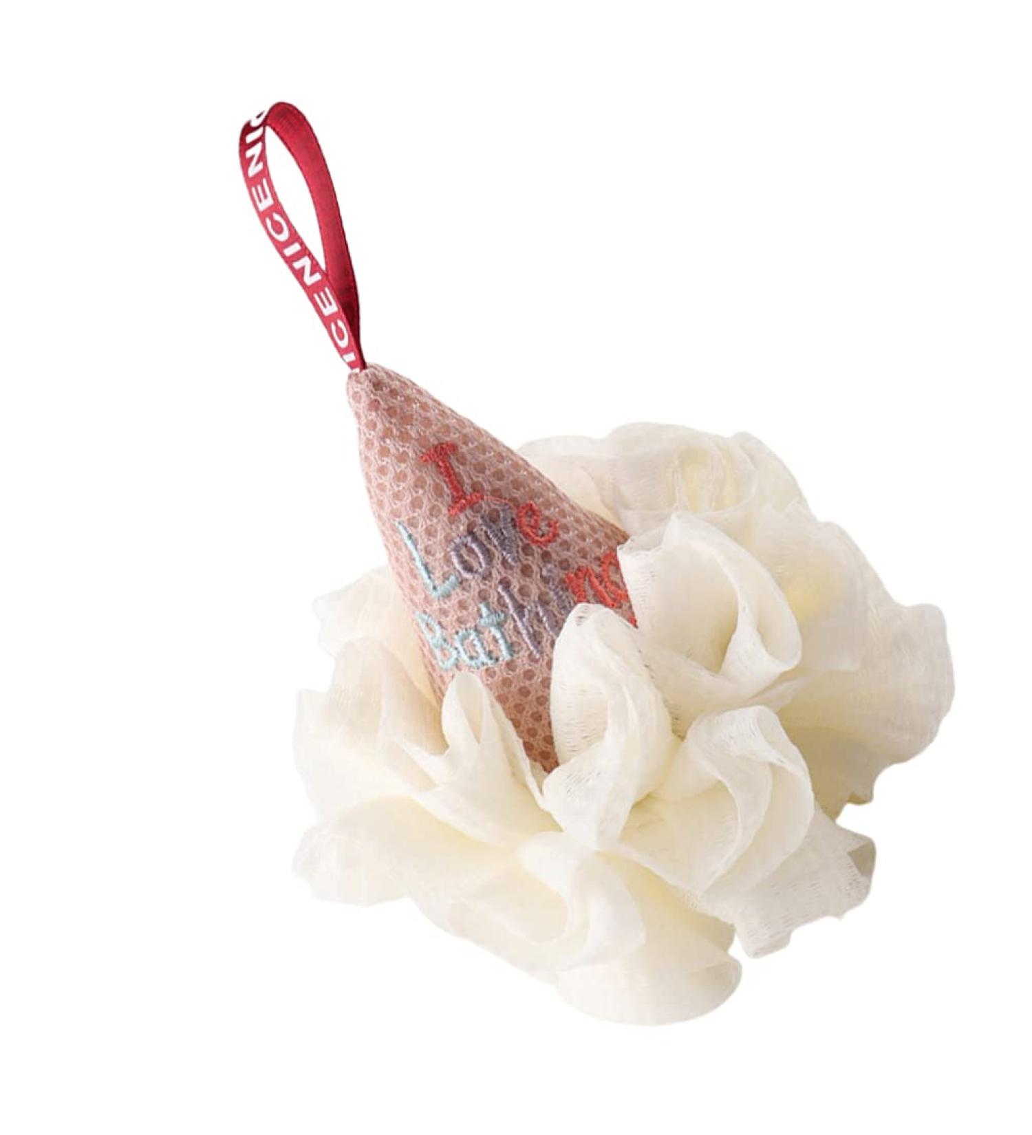 1Pc Ice Cream Bath Ball - Exfoliating Loofah Sponge Pouf for Shower & Bath - Travel-Friendly Polyester Mesh Cleaner - Buy Online on GoSupps.com