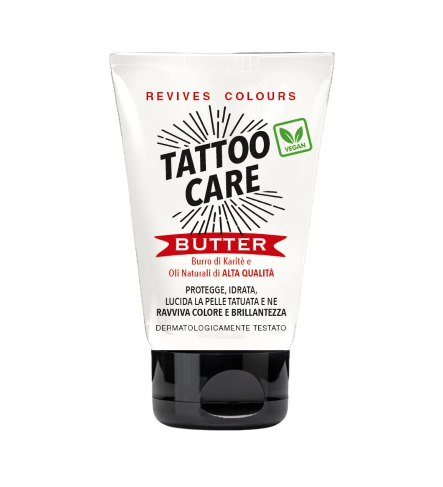 Hibros - Tattoo Care Butter Natural Vegan Tattoo Cream Shea Butter and Natural Oils - High Quality - Protects Moisturises and Shines Skin - Color Reviving Tattoo Cream 50ml - Buy Online on GoSupps.com