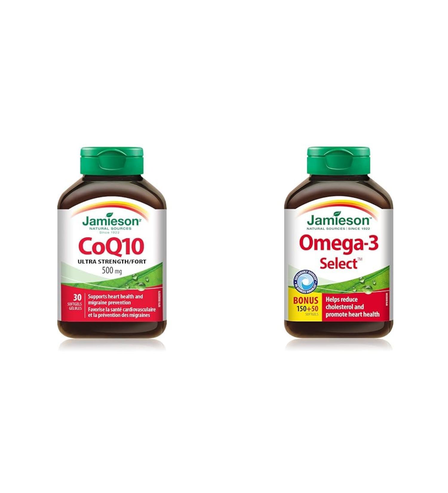 CoQ10 500 mg Ultra Strength - Coenzyme Q10 Non-GMO Gluten-Free 30 Count (Pack of 1) & Omega-3 Select 1 000 mg - Buy Online on GoSupps.com