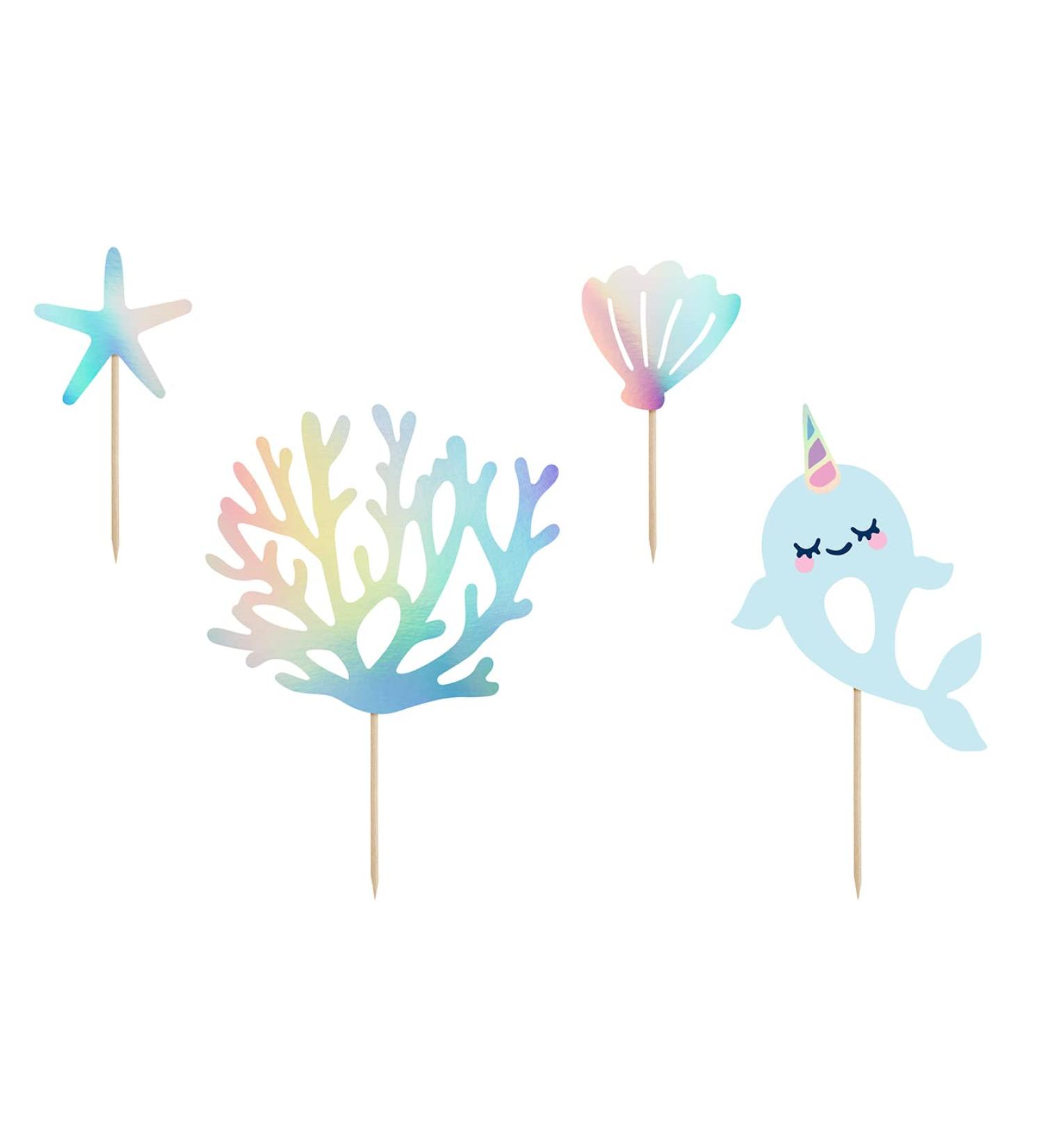 PartyConcept Narwhal Cake Toppers Under The Sea Cake Toppers Mermaid Birthday Cake - Buy Online on GoSupps.com