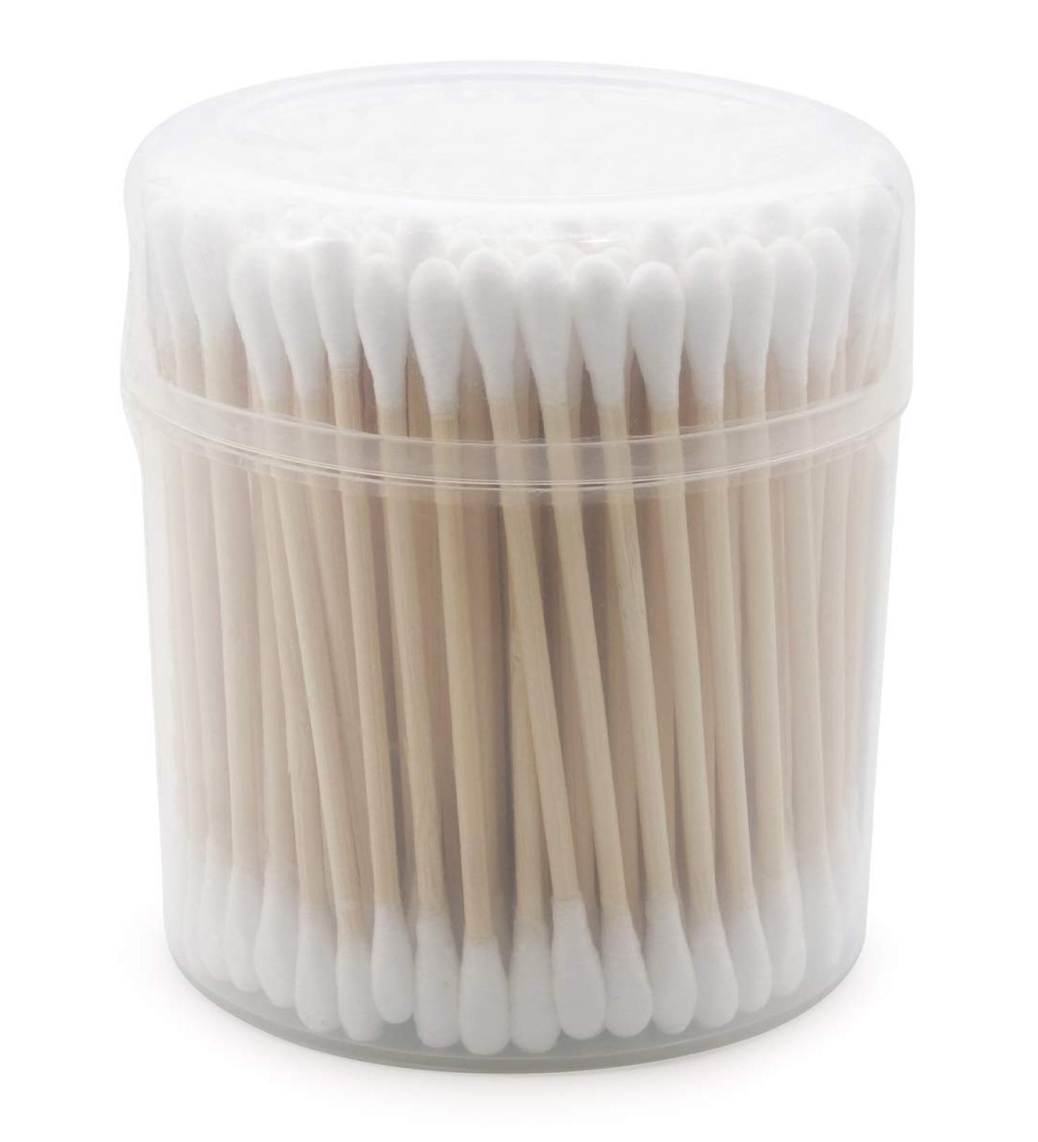 Organic Wooden Cotton Swabs (600 Count) - Biodegradable Eco-Friendly Cotton Buds for Makeup Ears & Cleaning - Buy Online on GoSupps.com