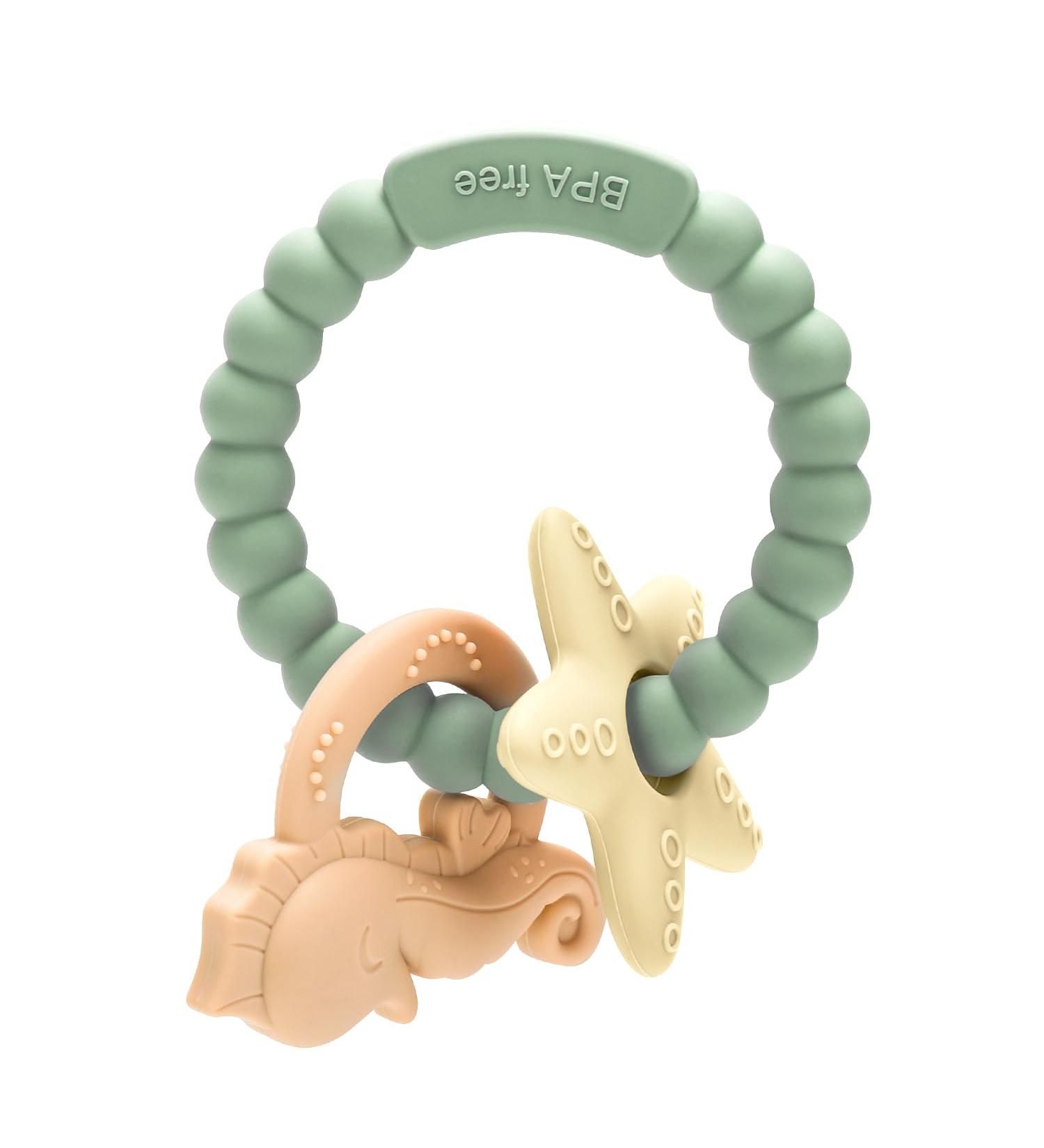 ClDy Ocean Green Bite Ring for Babies | BPA-Free Silicone Teething Toy | Soothing & Stimulating Gums | Ideal for 3 Months+ - Buy Online on GoSupps.com