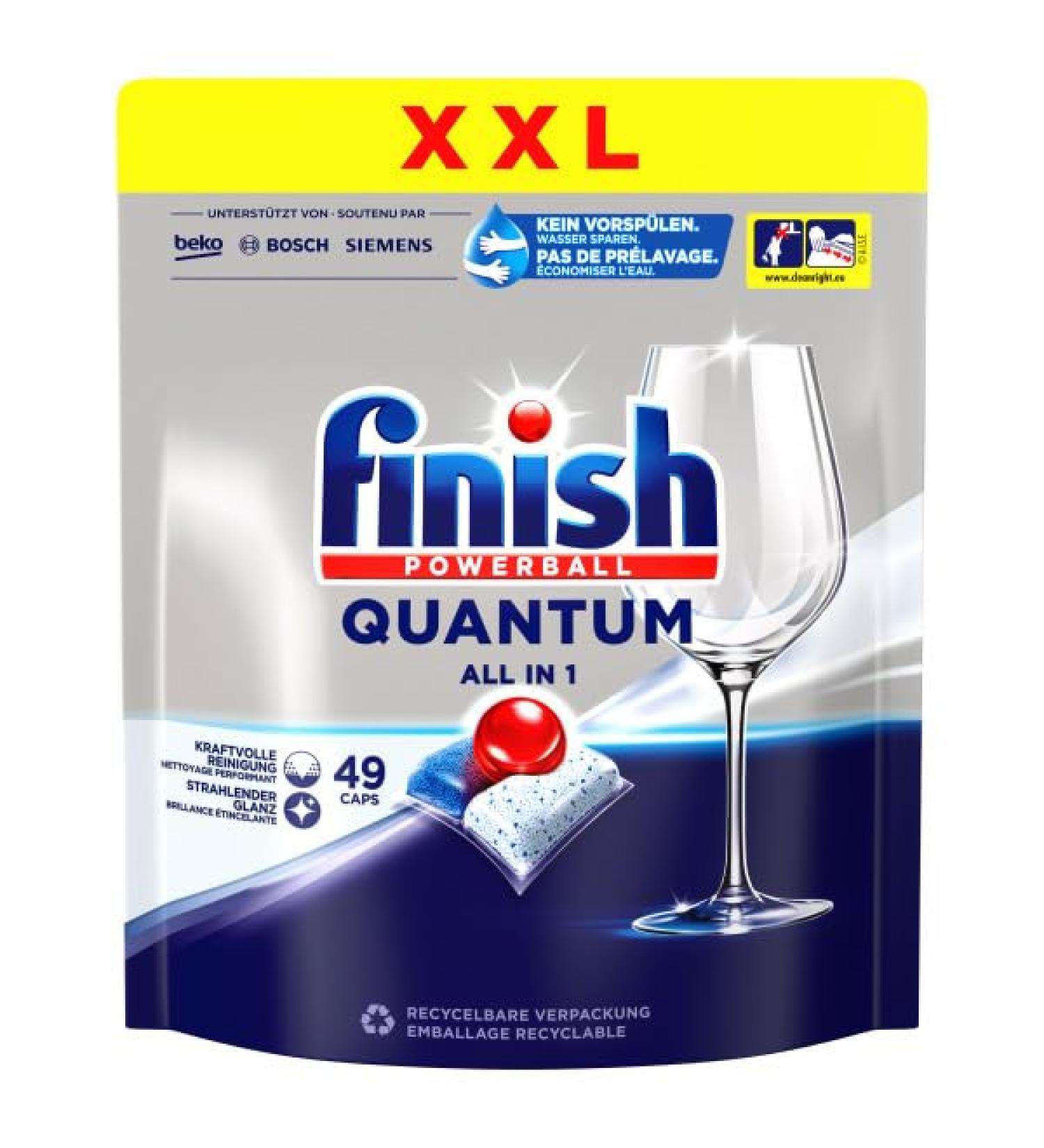Finish Quantum All in 1 Dishwasher Caps XXL Pack 49 Caps - Buy Online on GoSupps.com