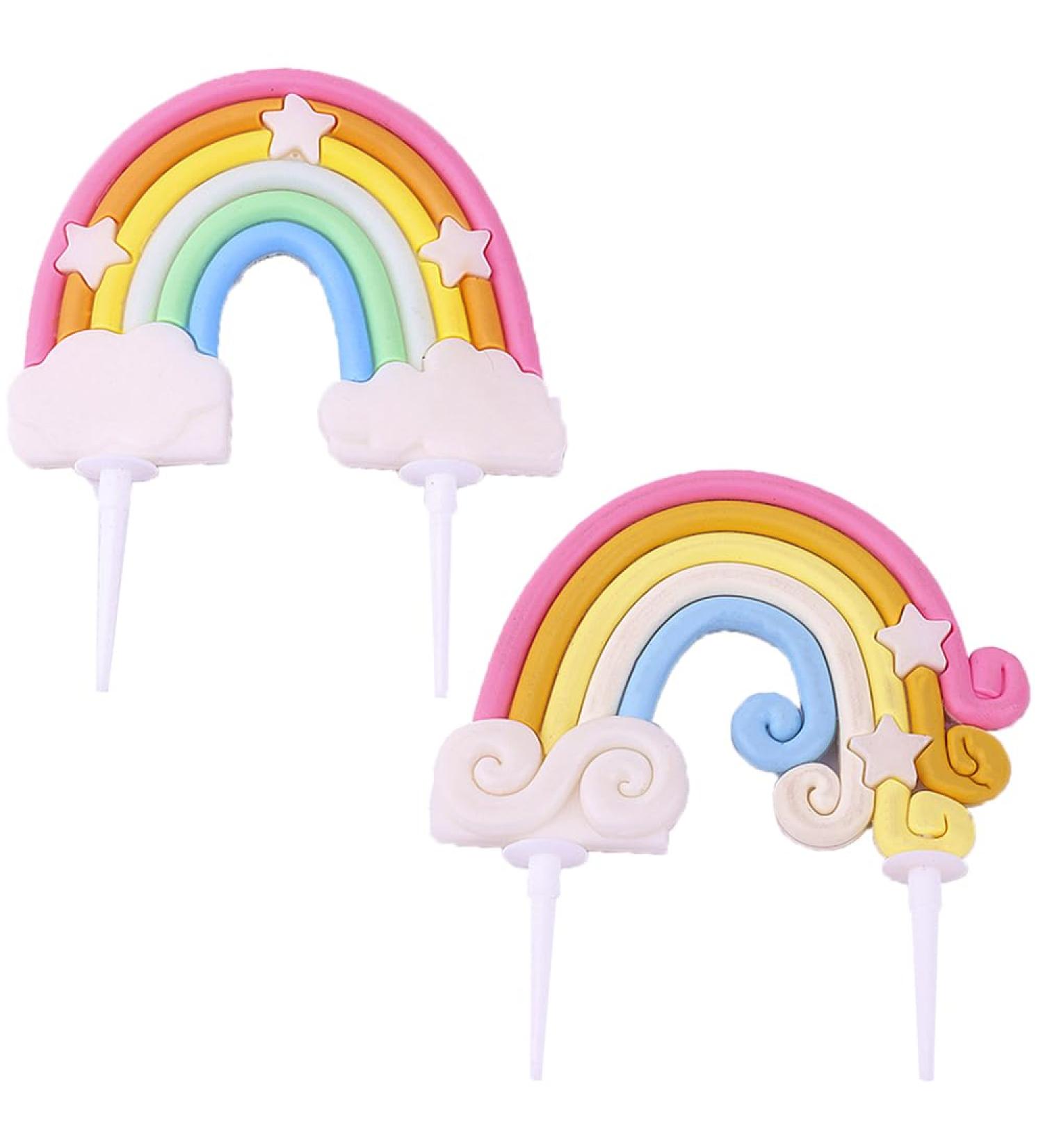 2 Pcs Rainbow Cake Toppers Soft Rainbow Pottery Cake Topper Soft Pottery Rainbow Cake Decorations for Birthday Parties Wedding Cake Decorations Supplies - Buy Online on GoSupps.com