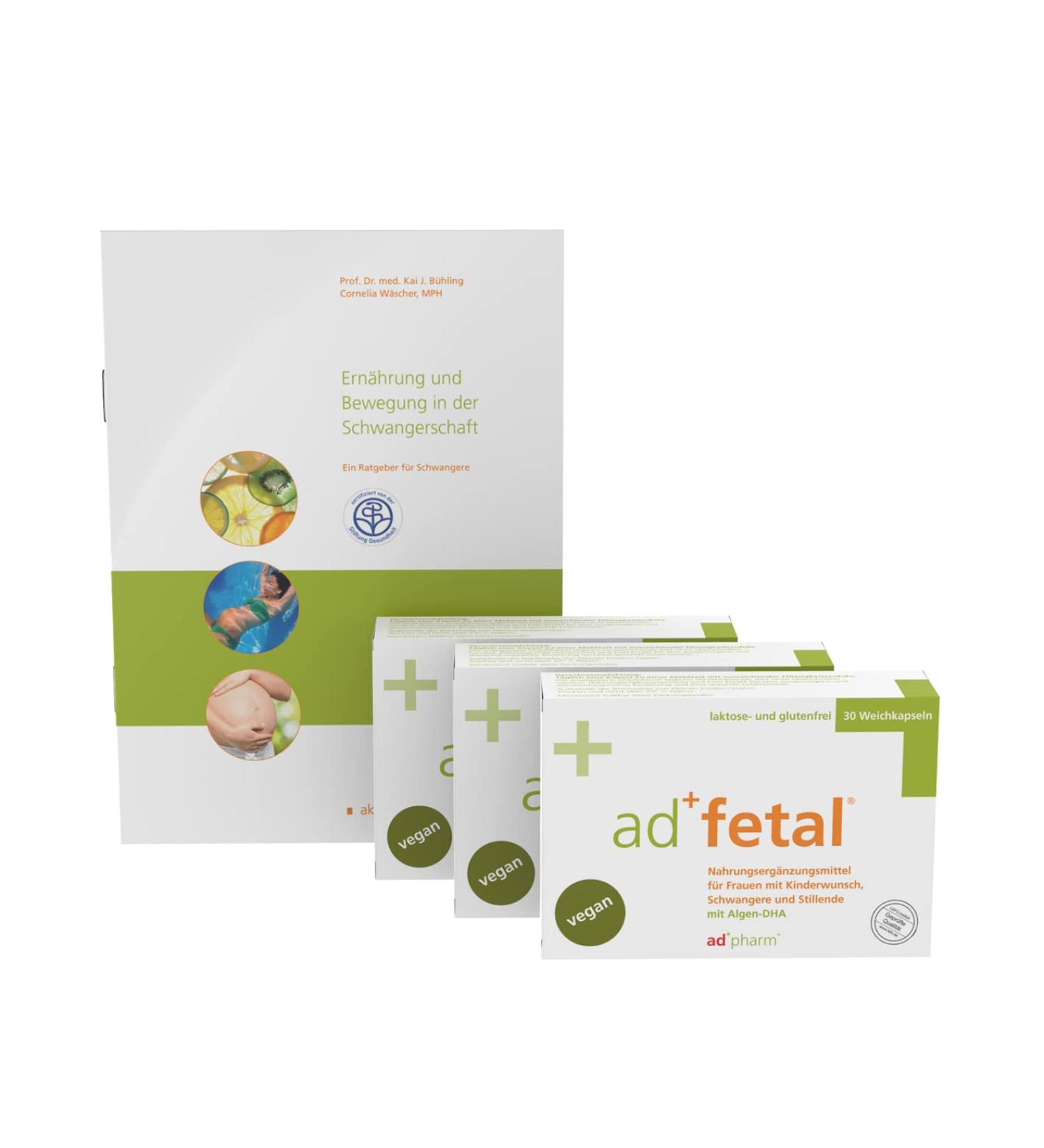 Adfetal Vegan Pr natal Supplement - Folic Acid Iodine Vitamin D & DHA for Pregnancy - 90 Capsules + Brochure by Prof. Dr. K. J. B hling - Buy Online on GoSupps.com