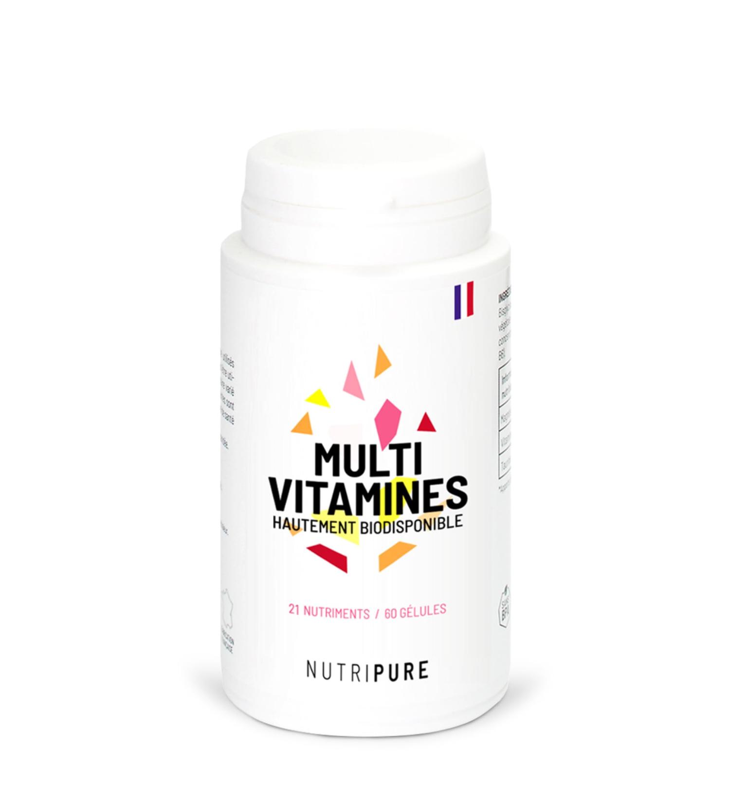 Nutripure | Multivitamins and Minerals 21 Nutrients | Food Supplement | Magnesium Vitamin B12 Vitamin D Zinc | Antioxidant Cognitive Vision | 60 Capsules | 1 Month | Made in France - Buy Online on GoSupps.com