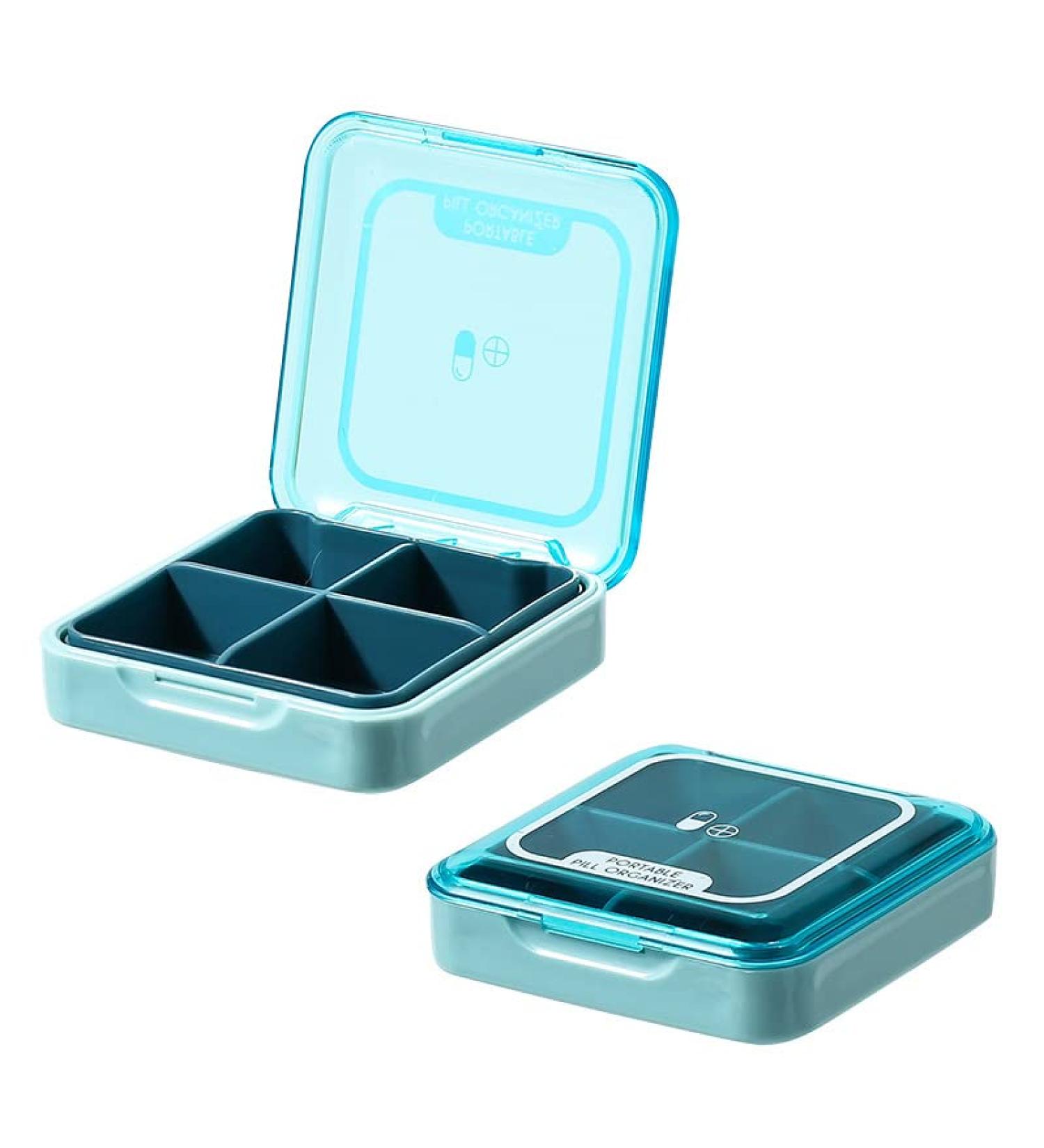Small Pill Box BPA Free Pill Case with 4 Large Compartmensts to Hold Vitamins Moistureproof Portable Pill Box Organiser for Travel (Light Blue) - Buy Online on GoSupps.com