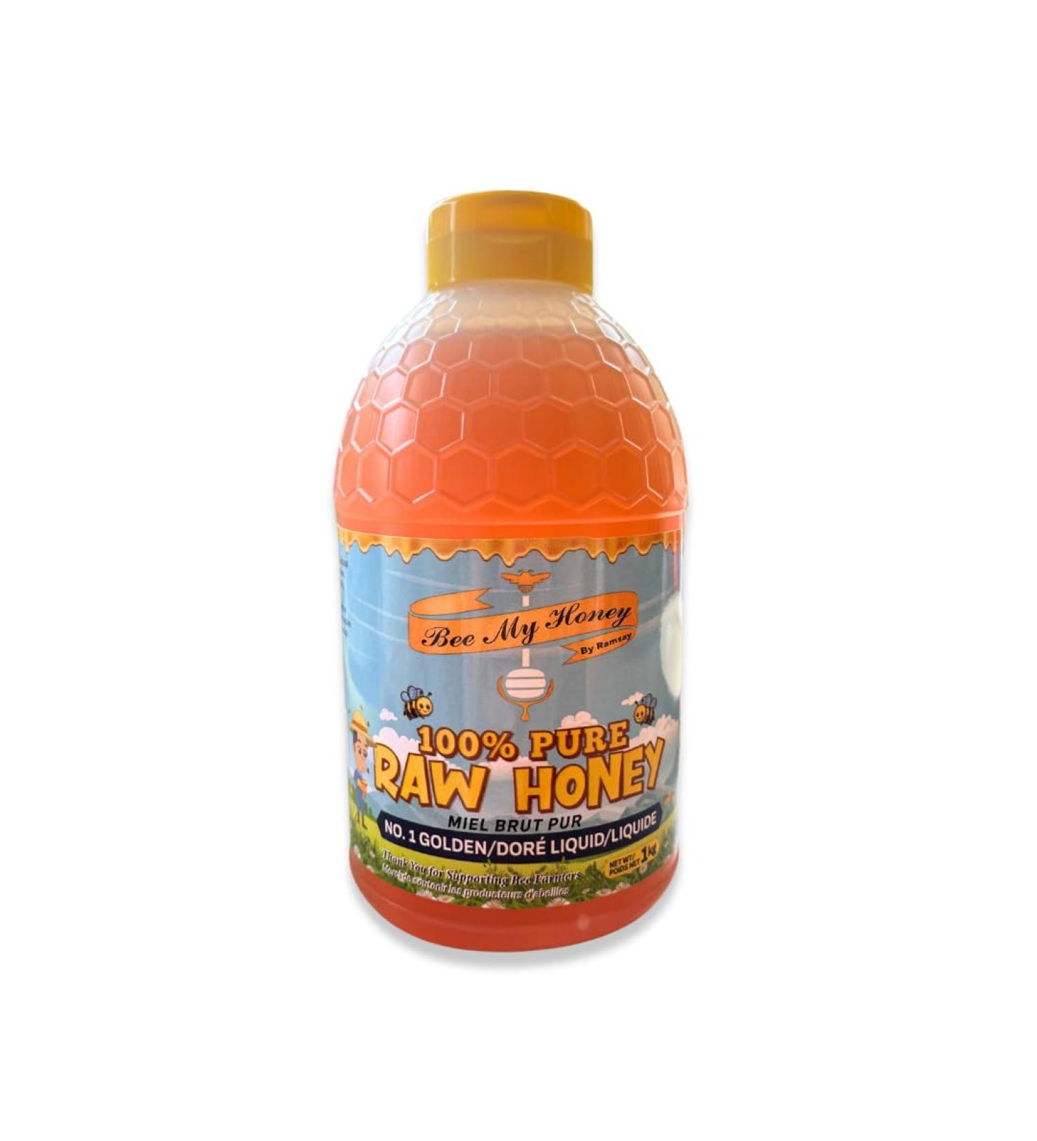 BEE MY HONEY 100% Pure Raw Honey 1 KG Unpasteurized Golden Liquid Squeeze Natural Sweetener (1kg) - Buy Online on GoSupps.com
