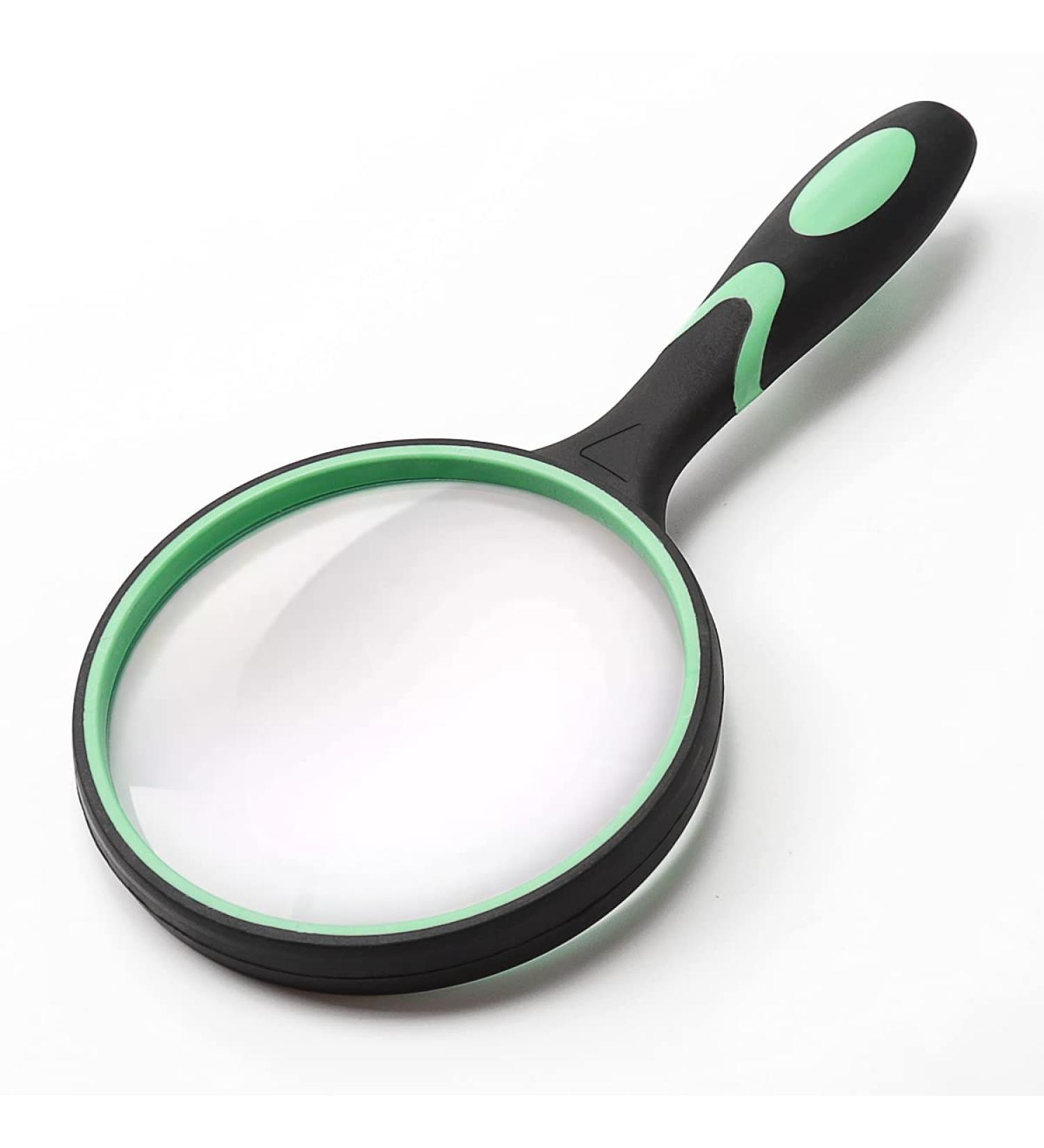 Large 10X Handheld Magnifying Glass for Seniors & Kids - 100MM Real Glass Lens for Reading, Insect Observation, Science - Green - Buy Online on GoSupps.com