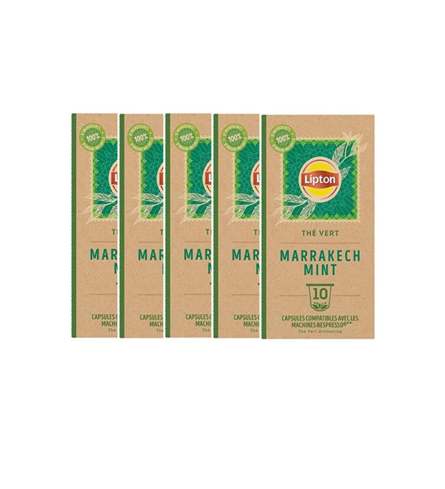 Lipton Th Vert Marrakech Mint 50 Capsules Compatibles Nespresso Antioxydant et Parfum Menthe Fra che et D licate Label Rainforest Alliance 5x10 Capsules - Buy Online on GoSupps.com