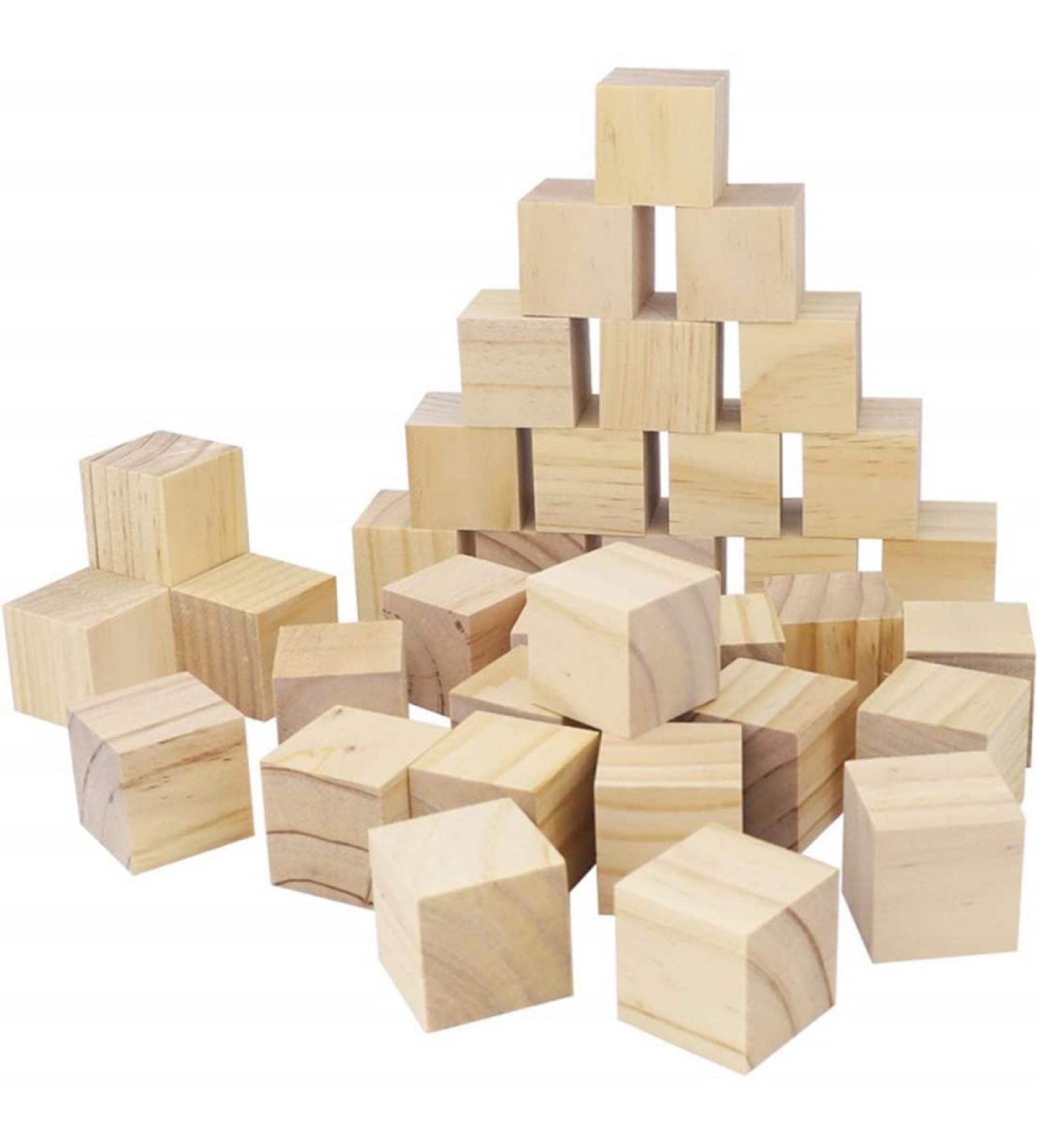 50 Pack 1 Inch Unfinished Wooden Blocks for Crafts - Natural Wood Cubes for DIY Projects and Arts - Square Wood Blocks for Crafting - Buy Online on GoSupps.com