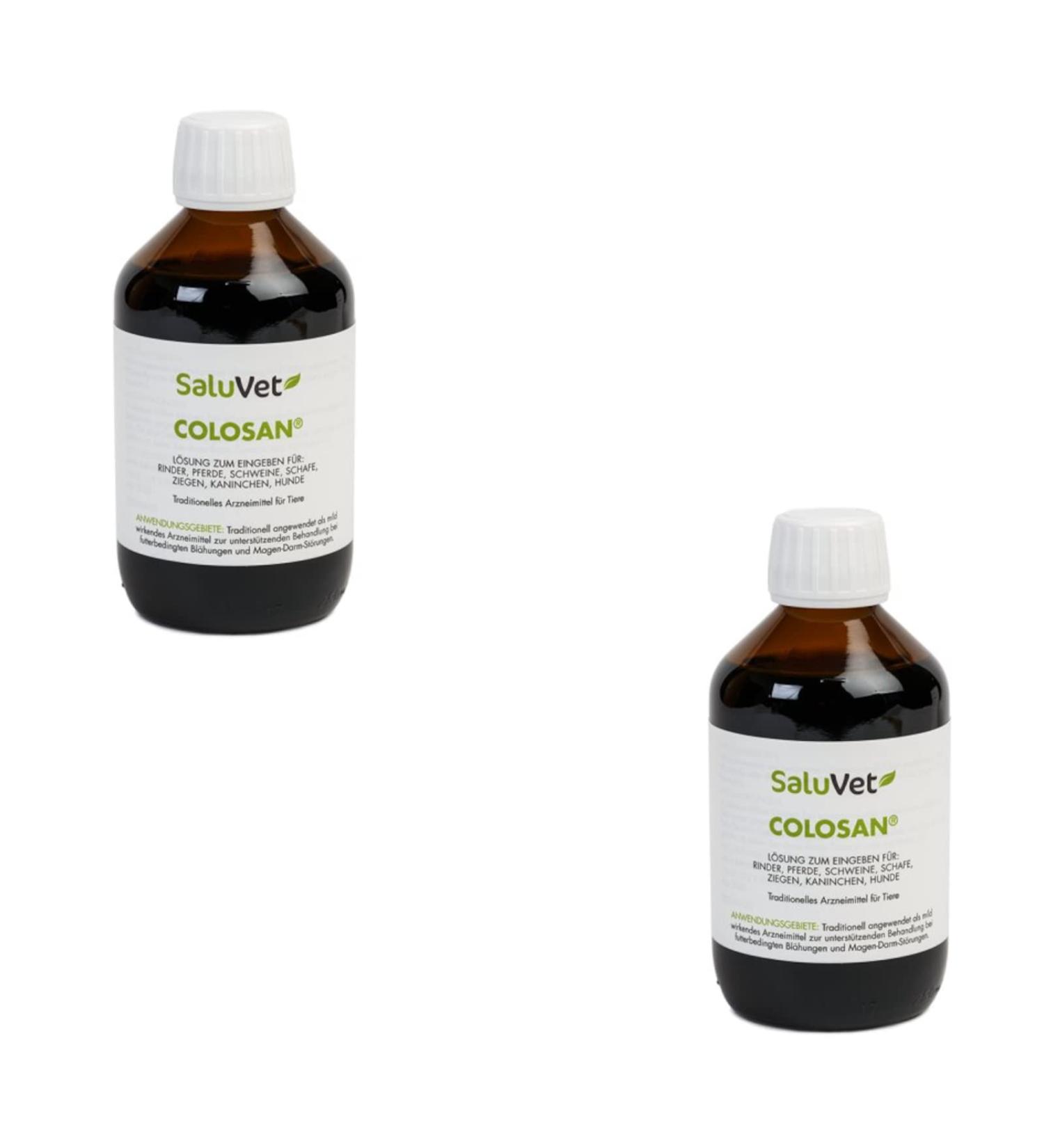 Saluvet Colosan Double Pack - 2 x 250 ml | Best Medicine for Horses Cattle Pigs Sheep Goats Rabbits & Dogs | Relieves Flatulence & Gastrointestinal Disorders - Buy Online on GoSupps.com