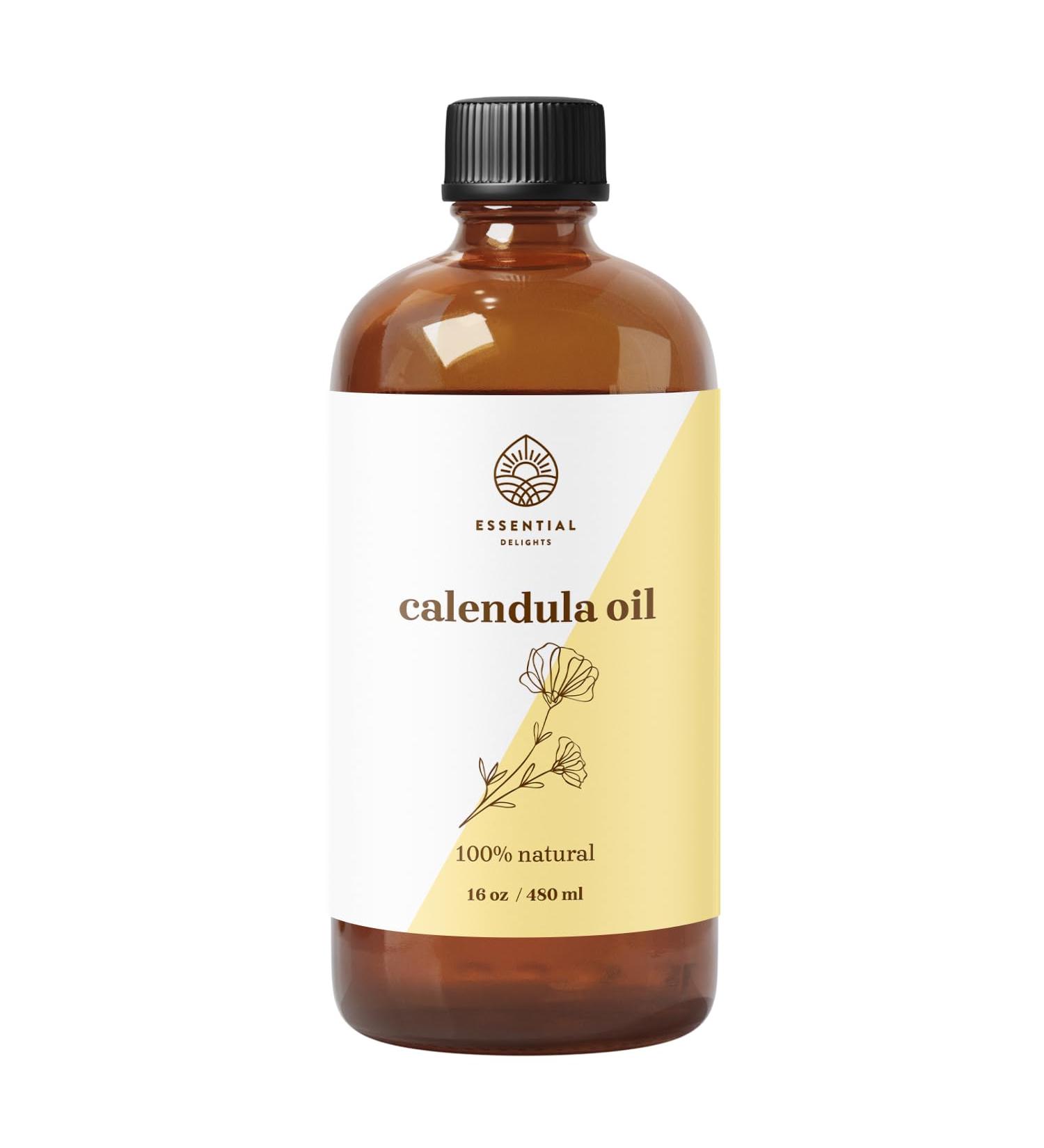 Calendula Oil - Premium Carrier Oil | Nourishing for Skin Face Body Hair Revitalization | Hydrating Vegan & Cruelty-Free 16 Fl Oz 16 Fl Oz (Pack of 1)
