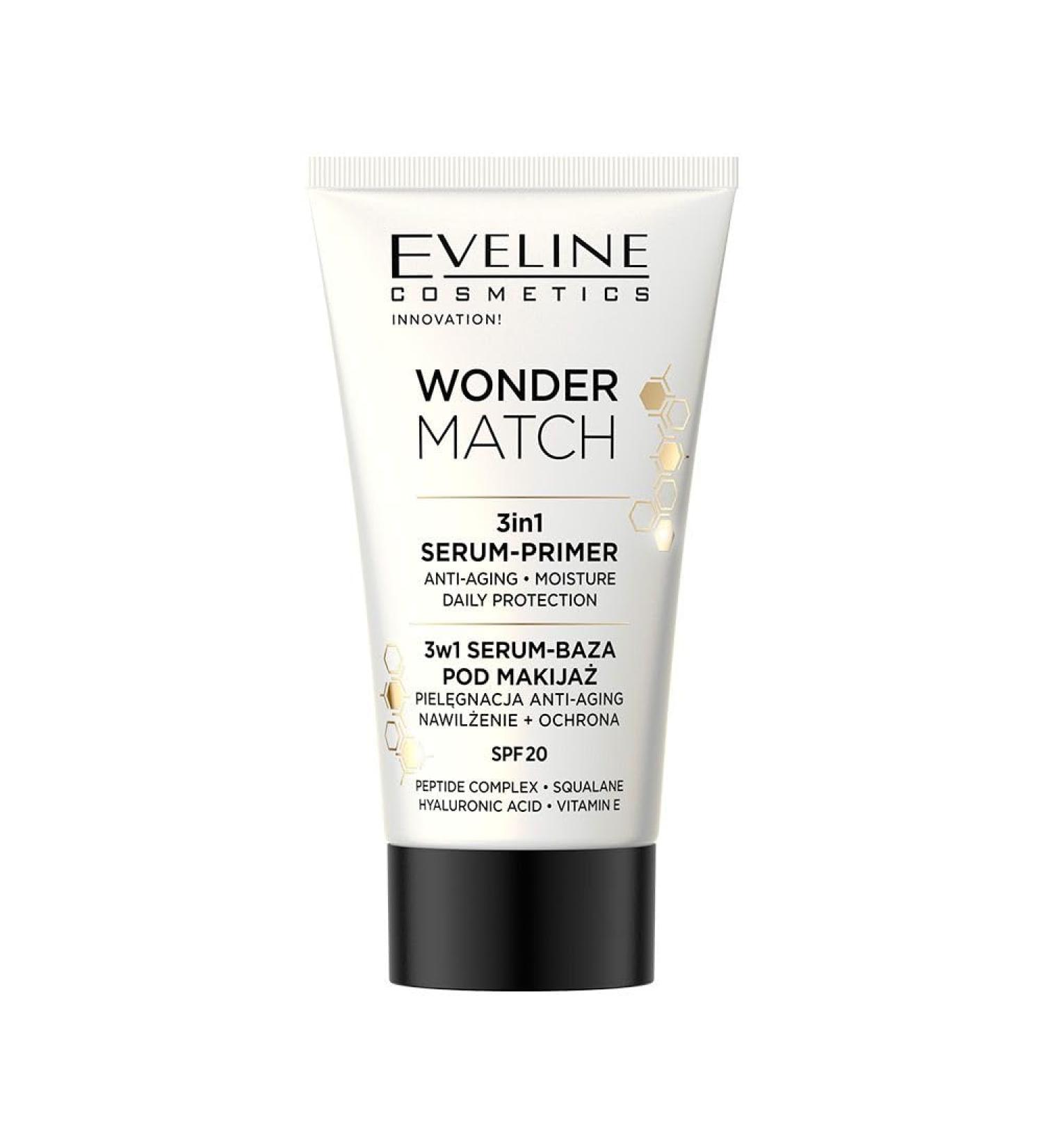 Eveline Cosmetics Wonder Match Primer 3-in-1 Serum for Long-Lasting Makeup & Skin Care Enhancement Anti-Aging Moisturizing 30 ml - Buy Online on GoSupps.com