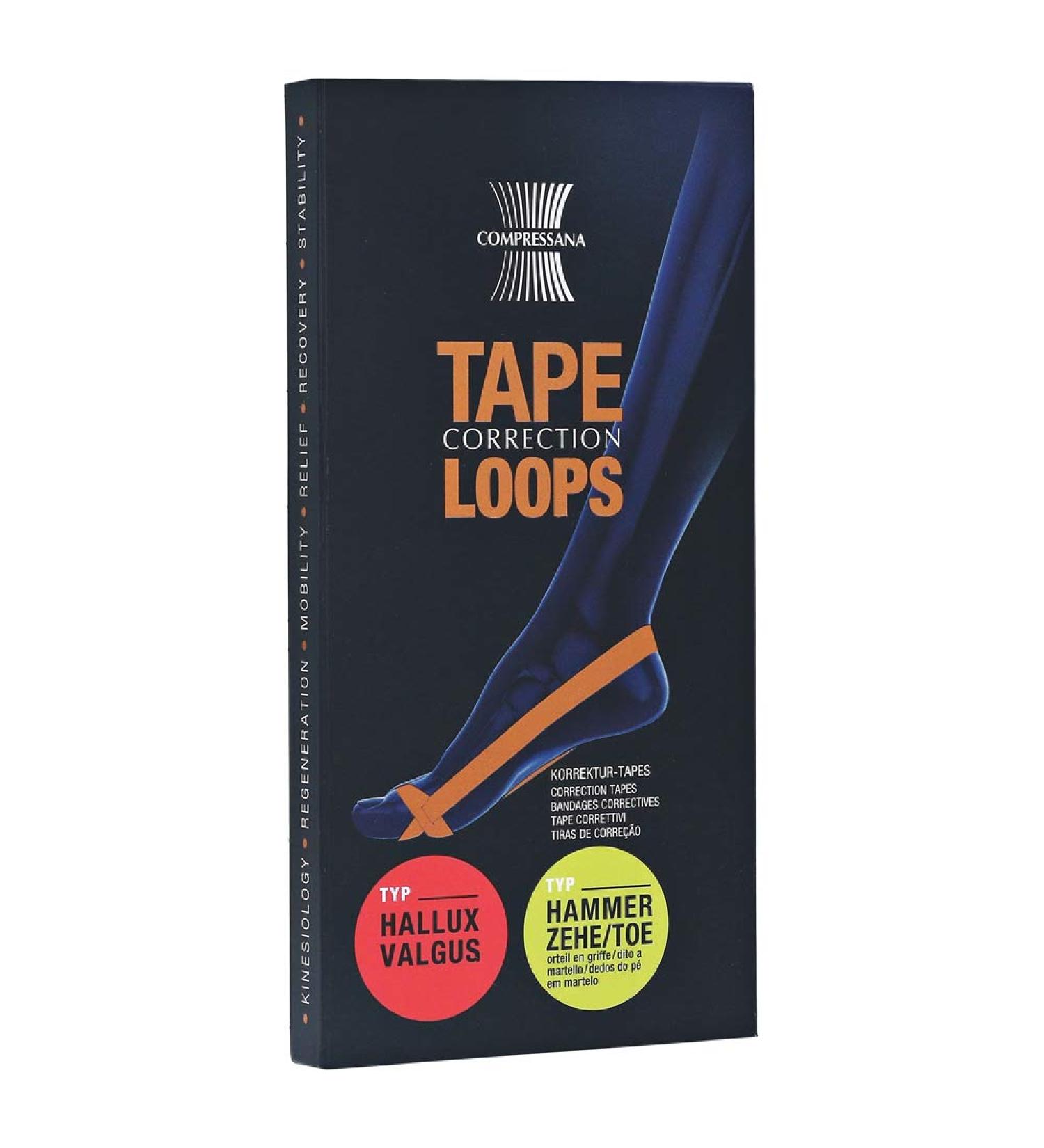 Compressana Tape Loops - Correction loops for Hallux Valgus and/or Hammerzeh Misposition - Toe spreader without silicone - 1 pair - size 39-40 - Color Diamant IV - 39-40 Diamond
