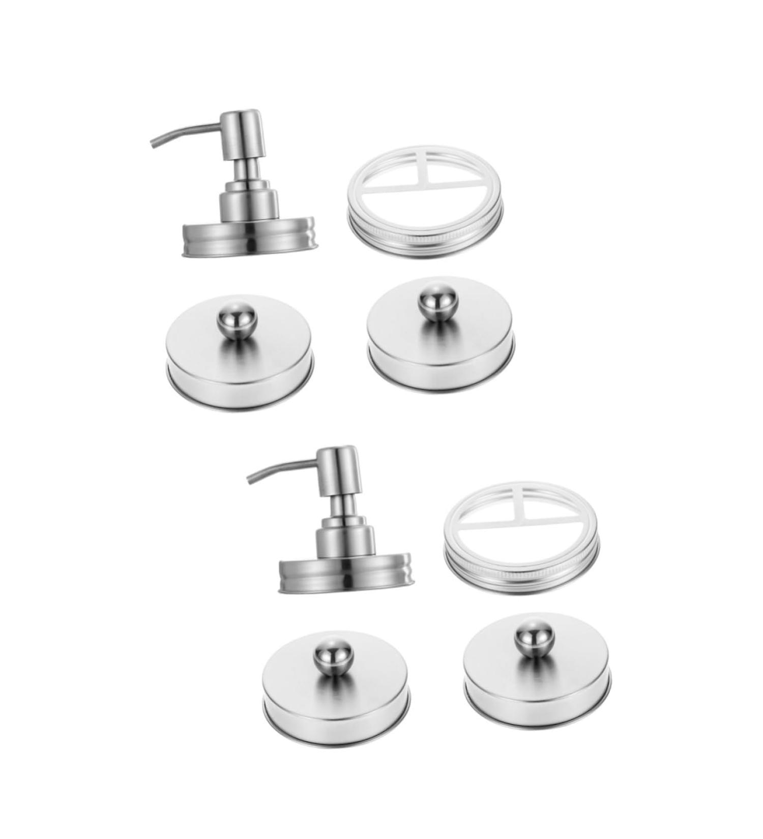 Alipis Medium Pumps Head - Stainless Steel & Acrylic Storage Containers for Bathroom Organization - Set of 2 7.5x7.5x2.5cm - Durable Germ-Free Lotion Dispenser - Buy Online on GoSupps.com