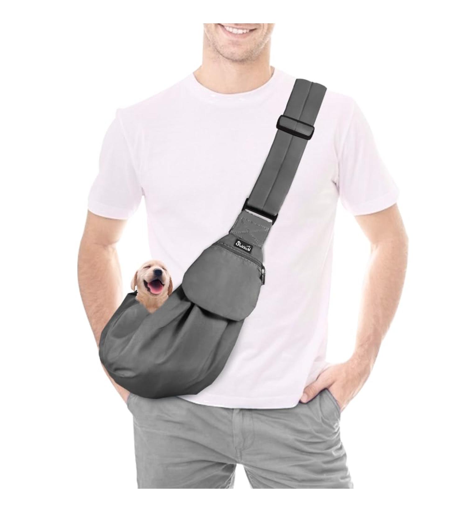 Slowton Adjustable Dog Carrier Bag - Gray XS for Pets 0.9-2kg | Padded Shoulder Strap Perfect for Walks & Outdoor Excursions - Buy Online on GoSupps.com