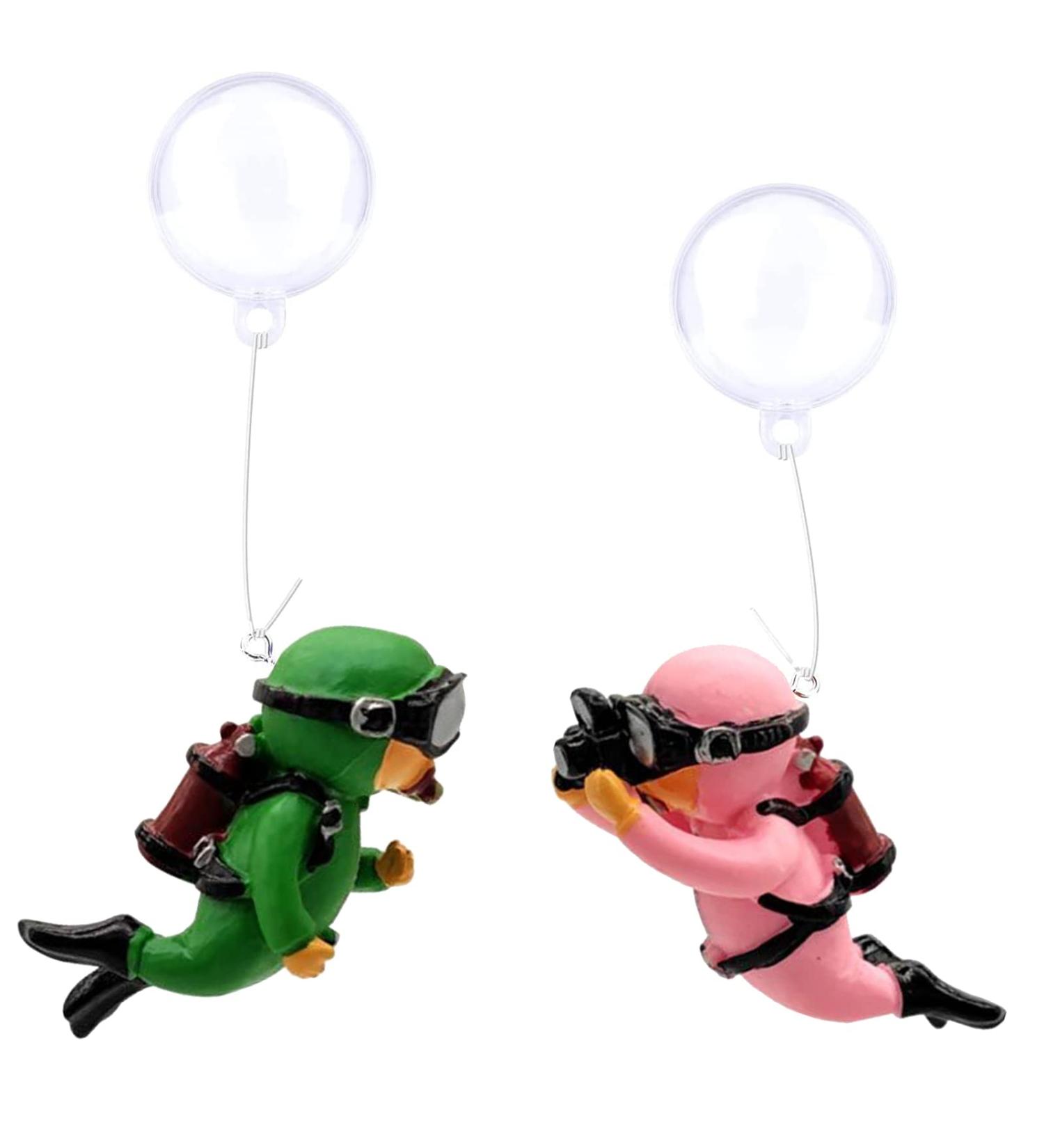Floating Divers Aquarium Decoration - 2-Piece Resin Set for Home & Office Aquariums - Green & Pink Landscape Accessories - Buy Online on GoSupps.com