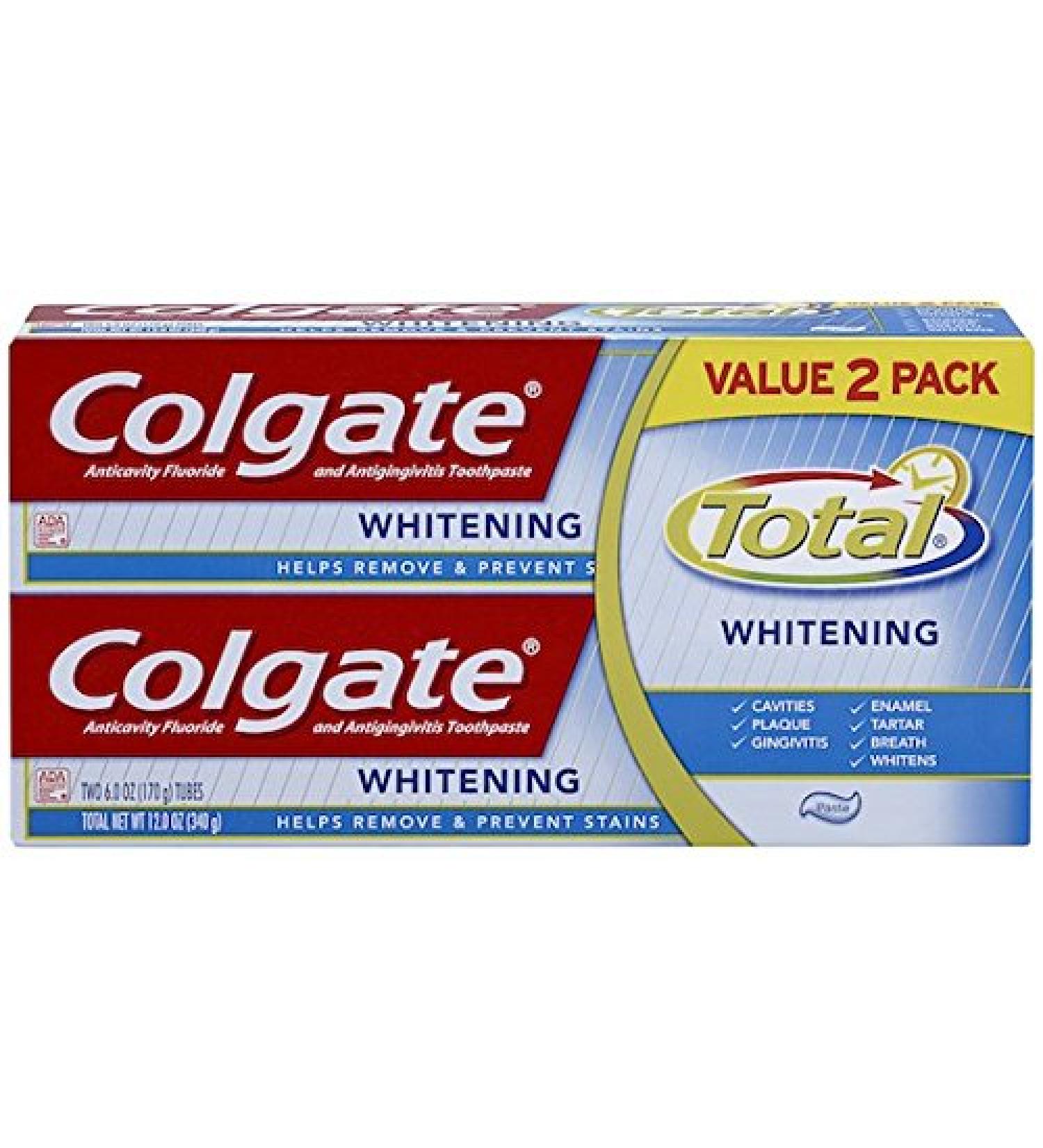 Colgate Total Whitening Toothpaste Twin Pack - 6oz (2 Pack) | Freshens Breath & Fights Cavities - Buy Online on GoSupps.com